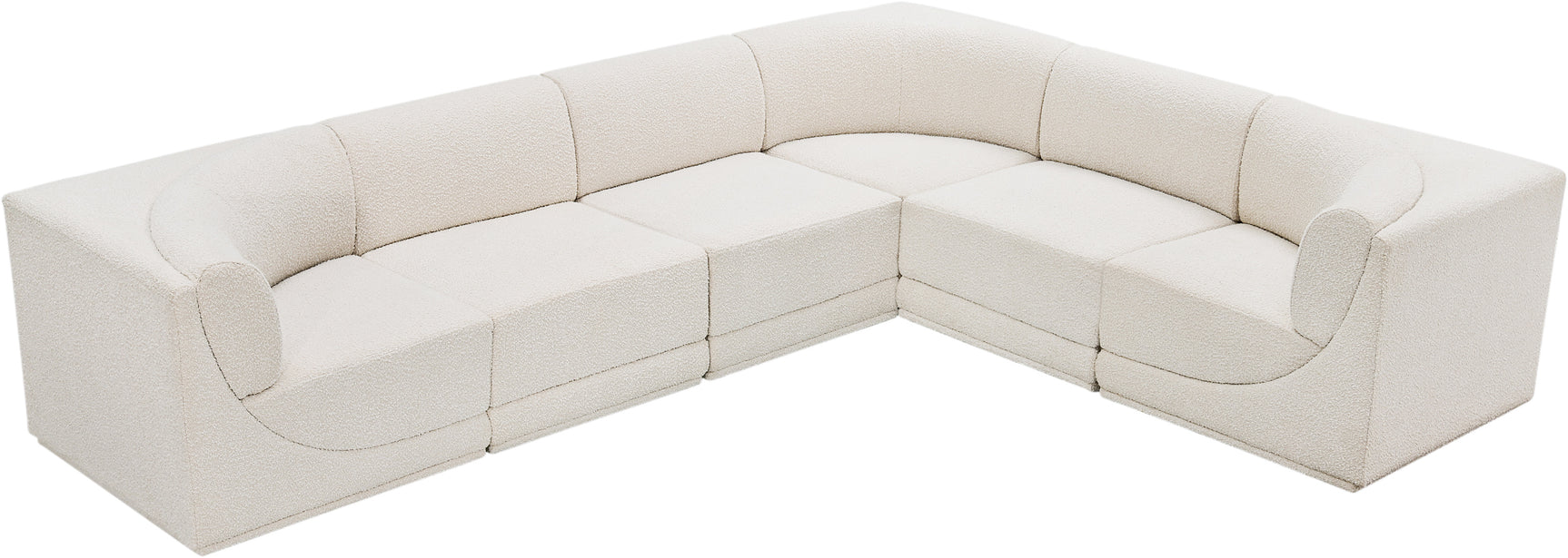 Westcoast Cream 128" Boucle Fabric Upholstered 6pc. Modular Sectional