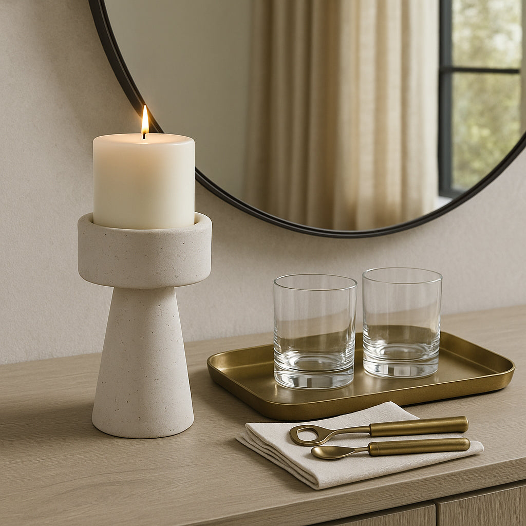 Carlin White Small Candle Holder