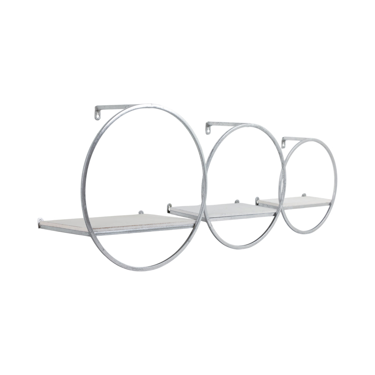 Grenada White/Silver Wood and Metal Wall Shelves (Set of 3)