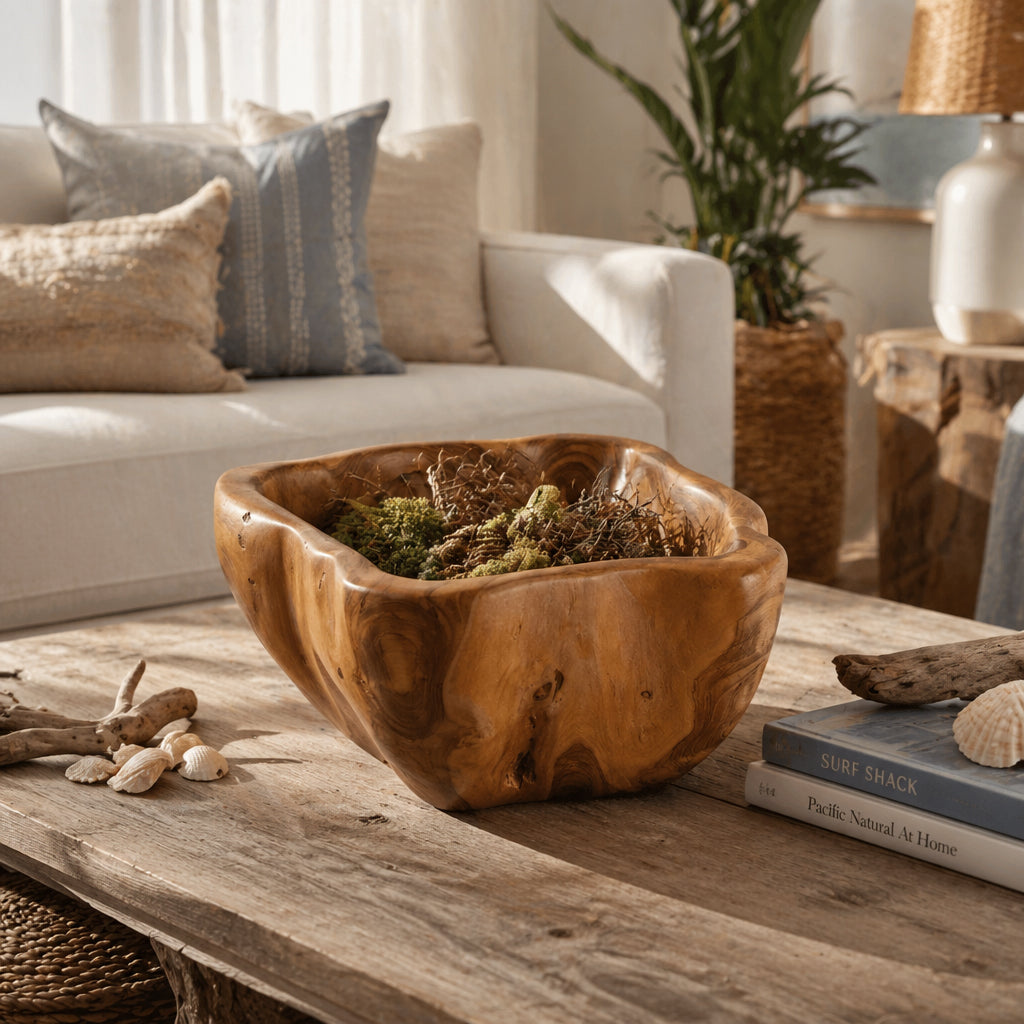Wendel Natural/Bronze Teak Wood Bowl