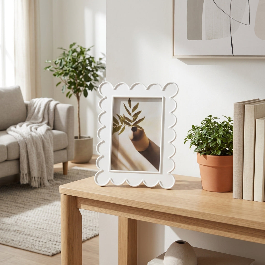 Duarte White 4x6 Scallop Edge Photo Frame