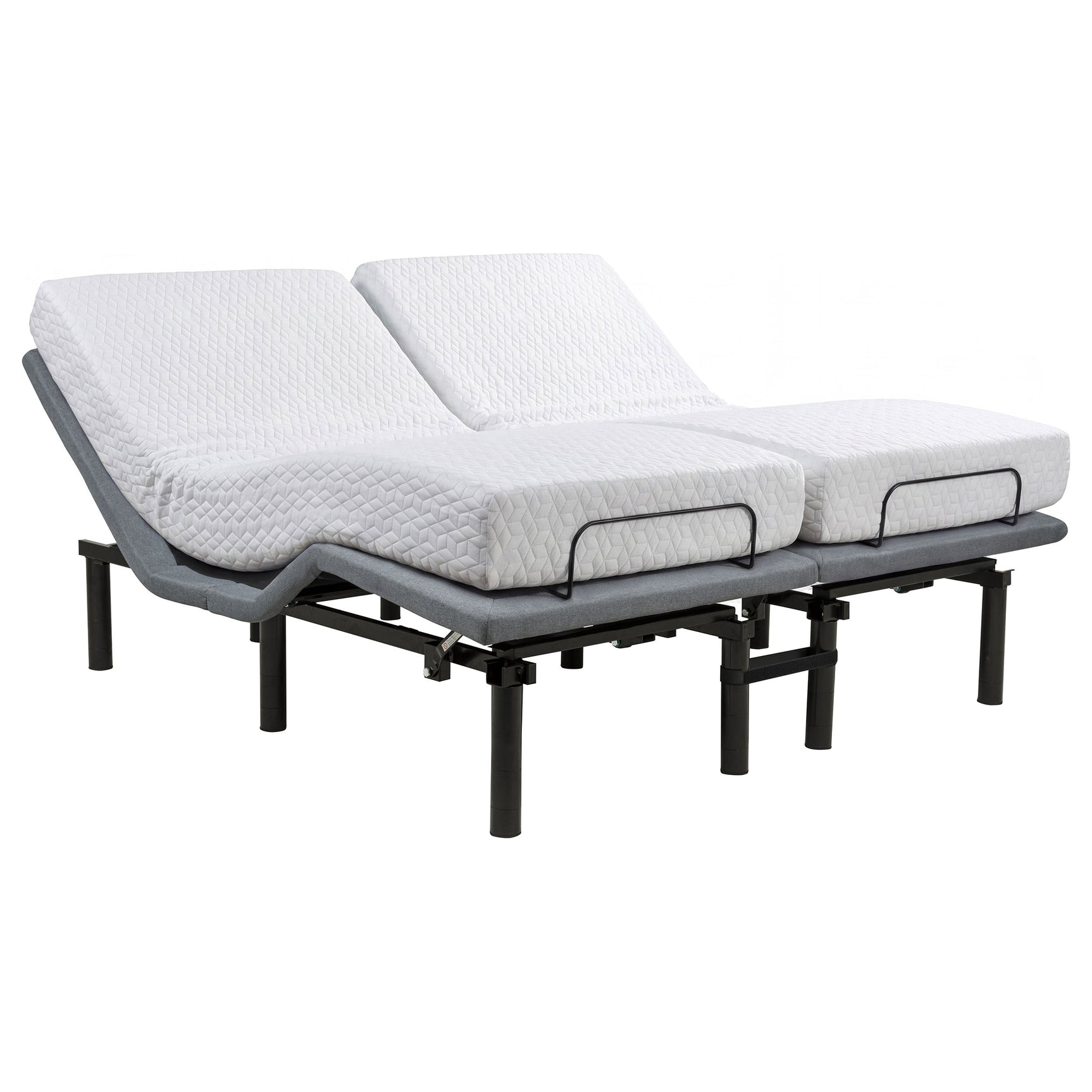 Tasca Black / Grey 2-Piece Split Eastern King Dual-motor Adjustable Bed Base