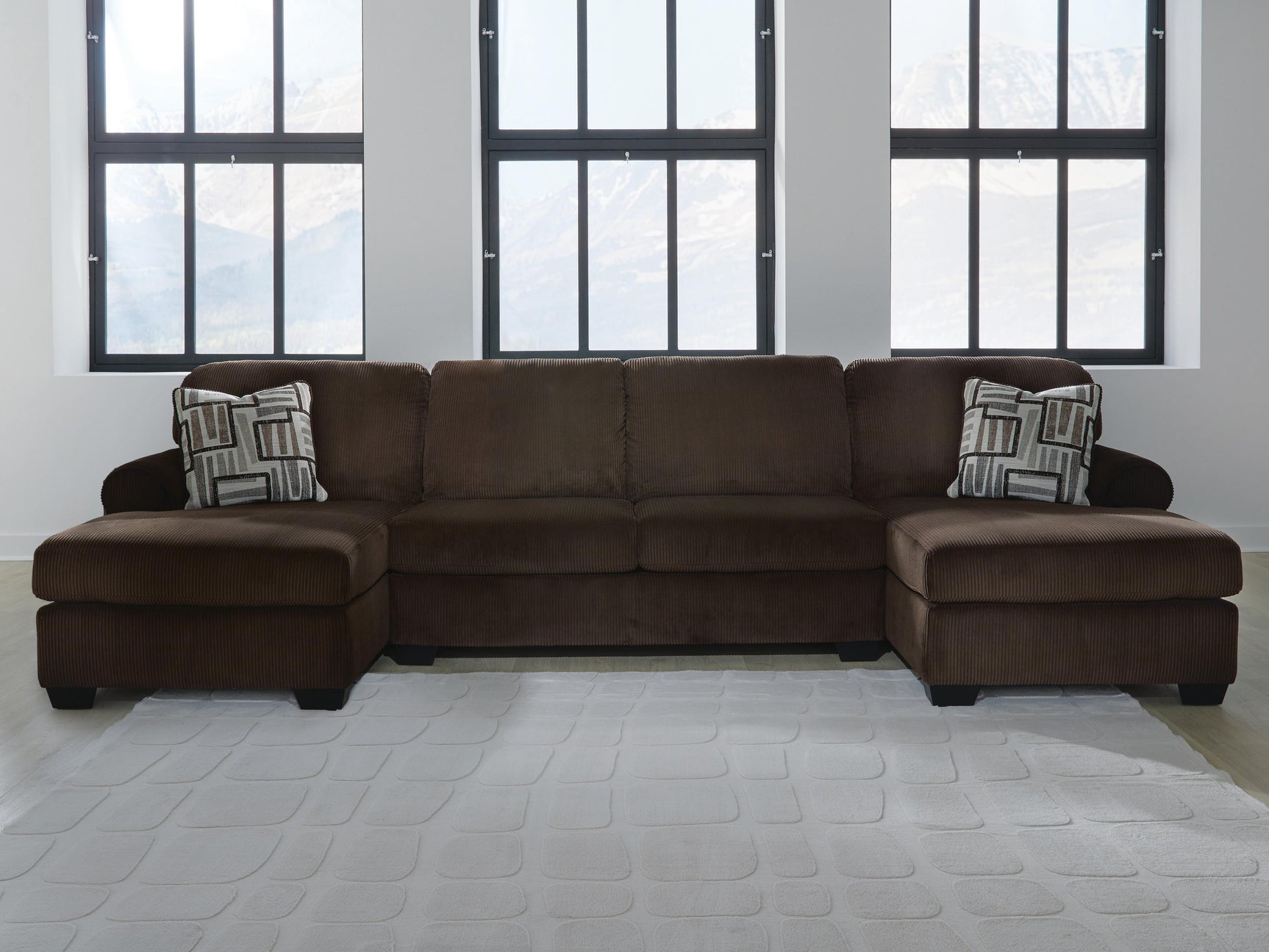 Landsings Chocolate 3-Piece Sectional with Double Chaise