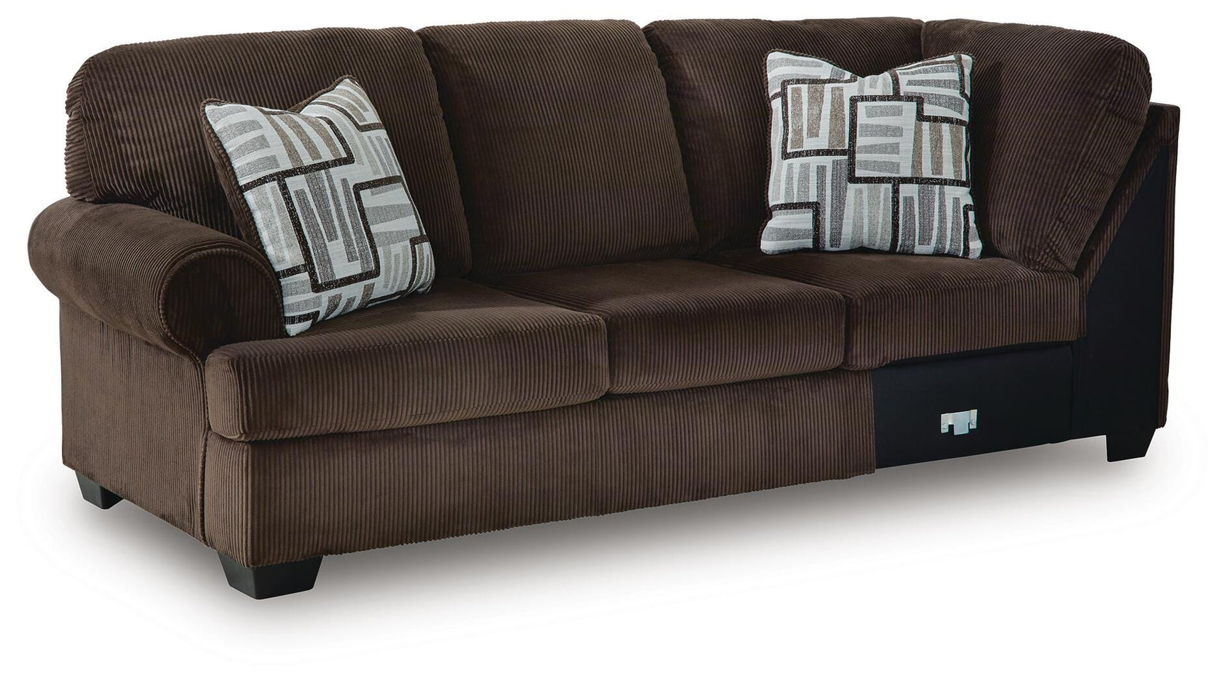 Kimlee Chocolate 3-Piece Sectional and Ottoman