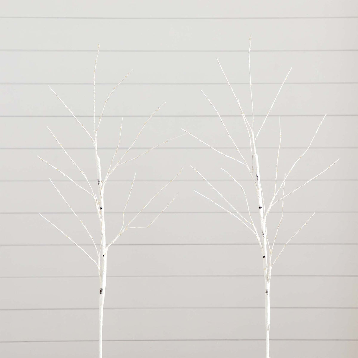 36" Pre-Lit Artificial White Birch Branches with 150 Warm White LED Lights - Set of 2