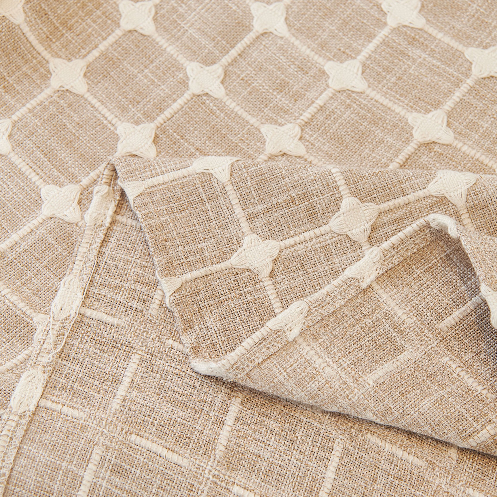 Grid Textured Sofa Cover with Sheer Ruffle Skirt, Pet-Friendly Sofa Throw Slipcover