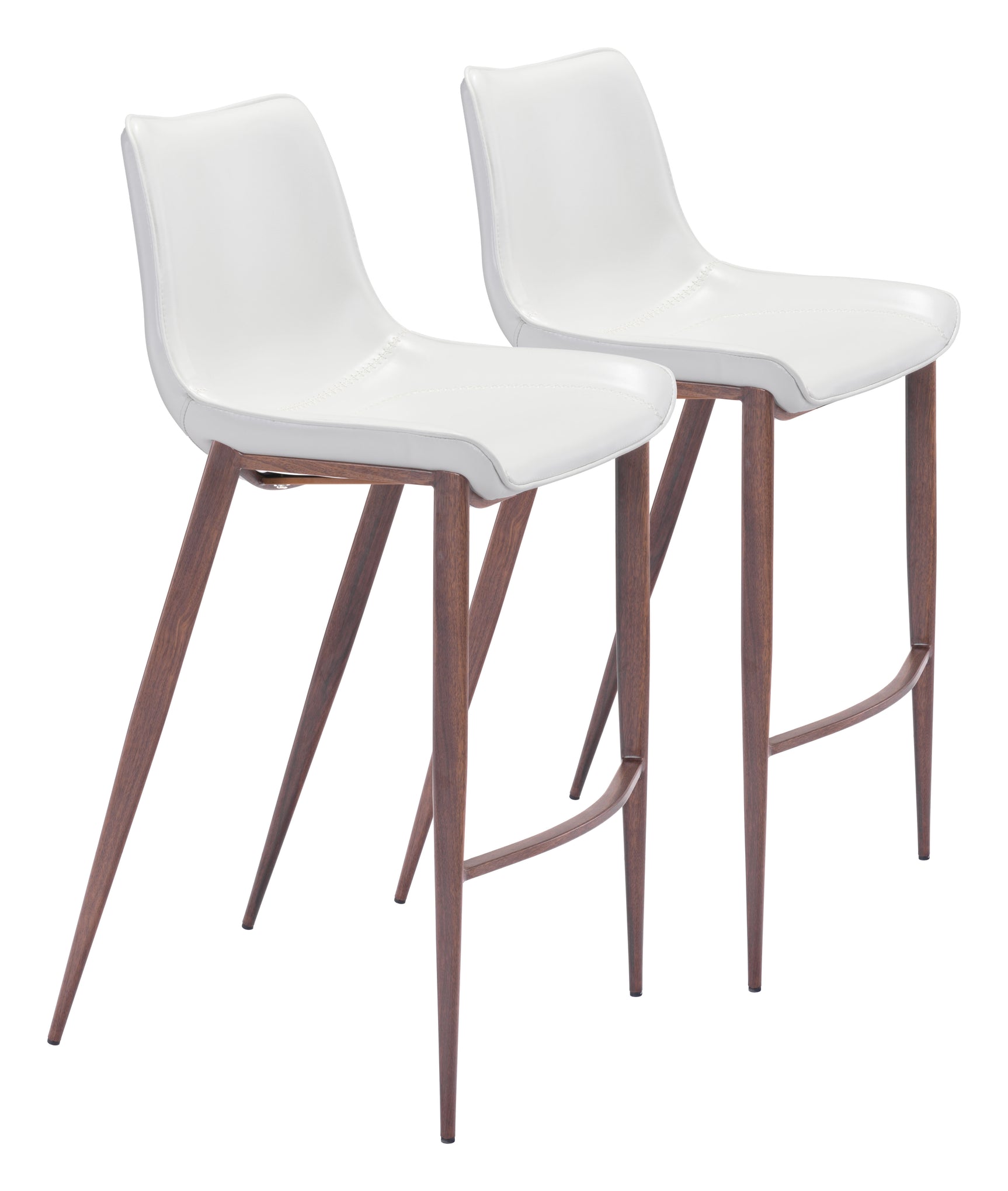 Magnus White & Walnut Barstool (Set of 2)