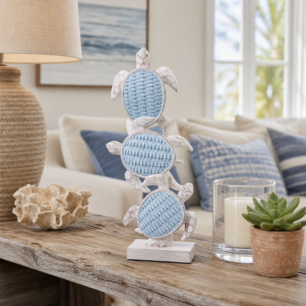 Ortega Light Blue/White 3 Turtle Vertical Stack