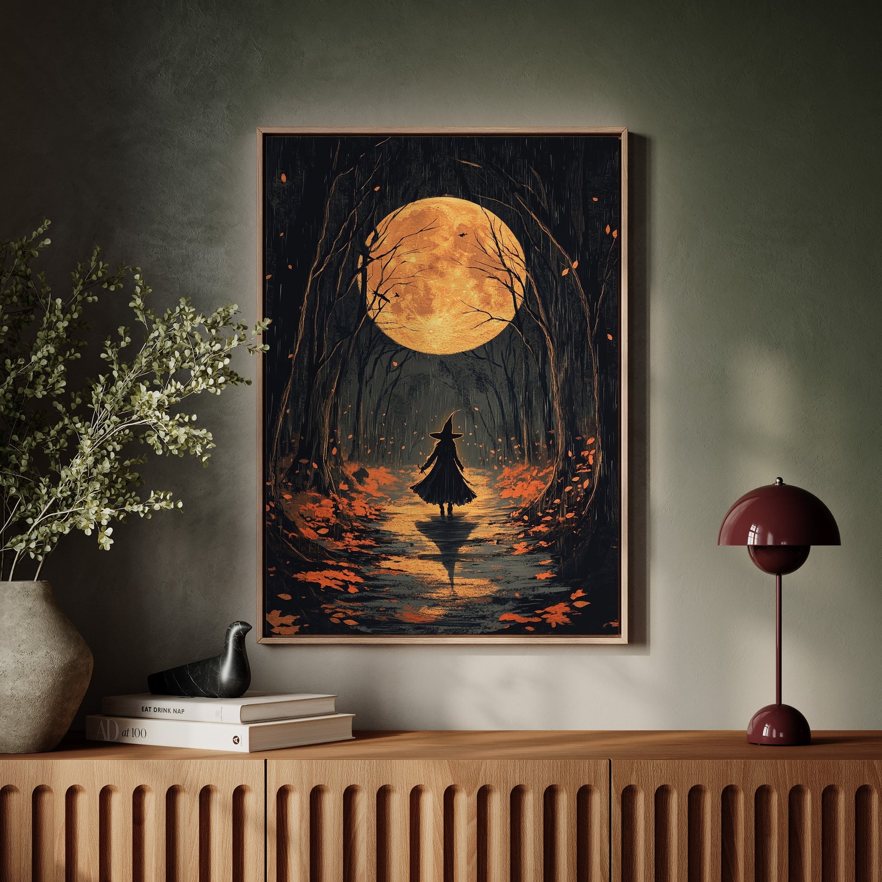 Witch Beneath the Harvest Moonlight