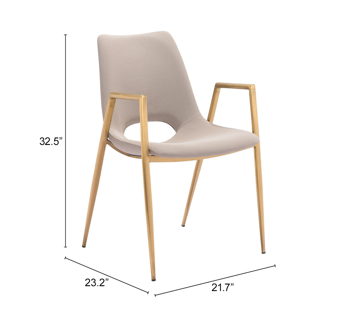 Desi Beige & Gold Dining Chair (Set of 2)