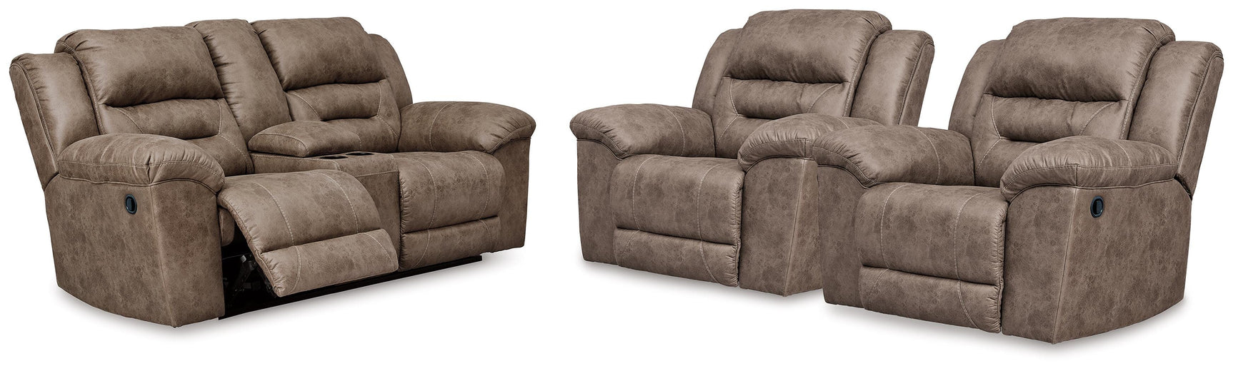 Stoneland Fossil Reclining Loveseat and 2 Recliners