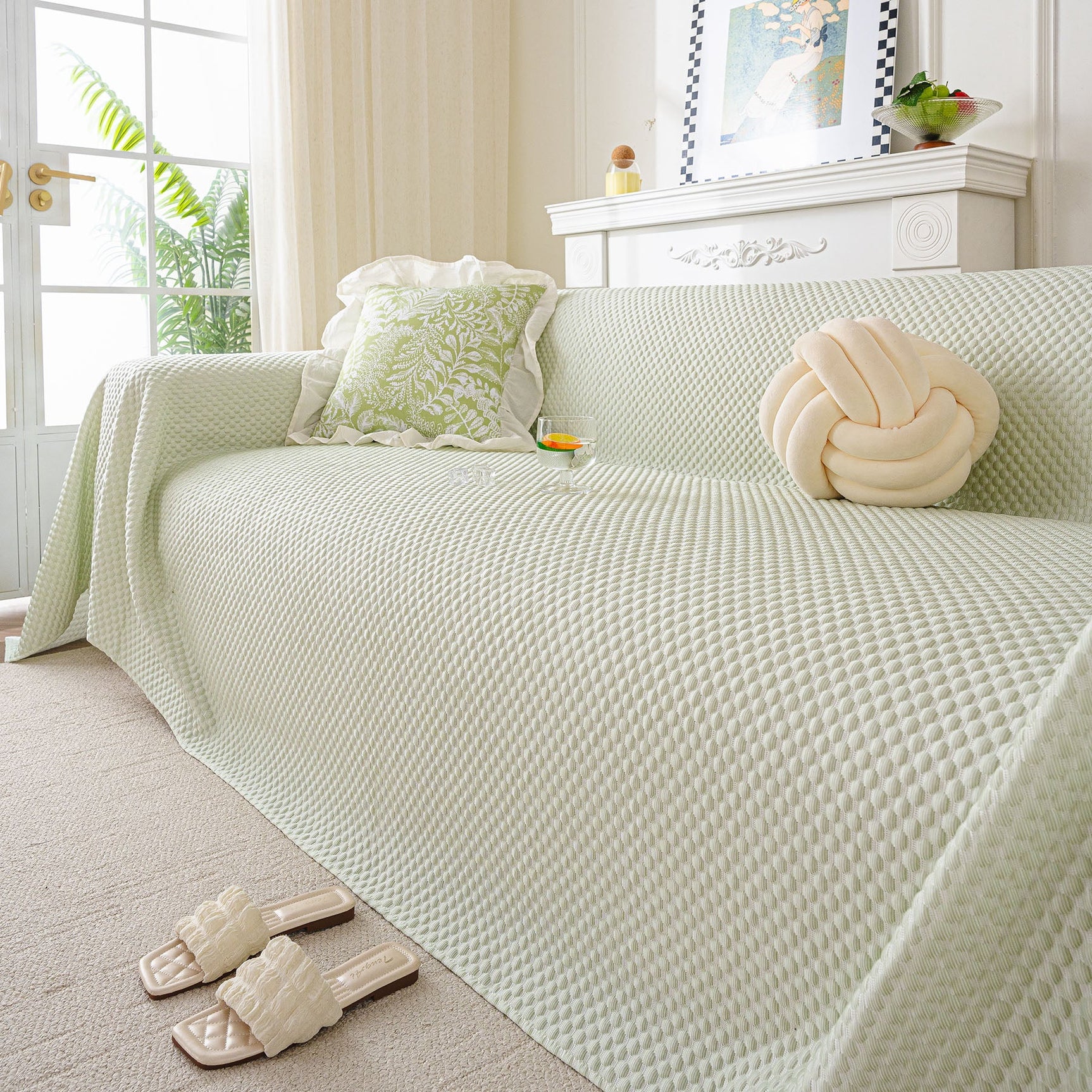 3D Bubble Textured Furniture Protector Throw Cover, Cooling Soft Woven Couch Cover - Ornate Home