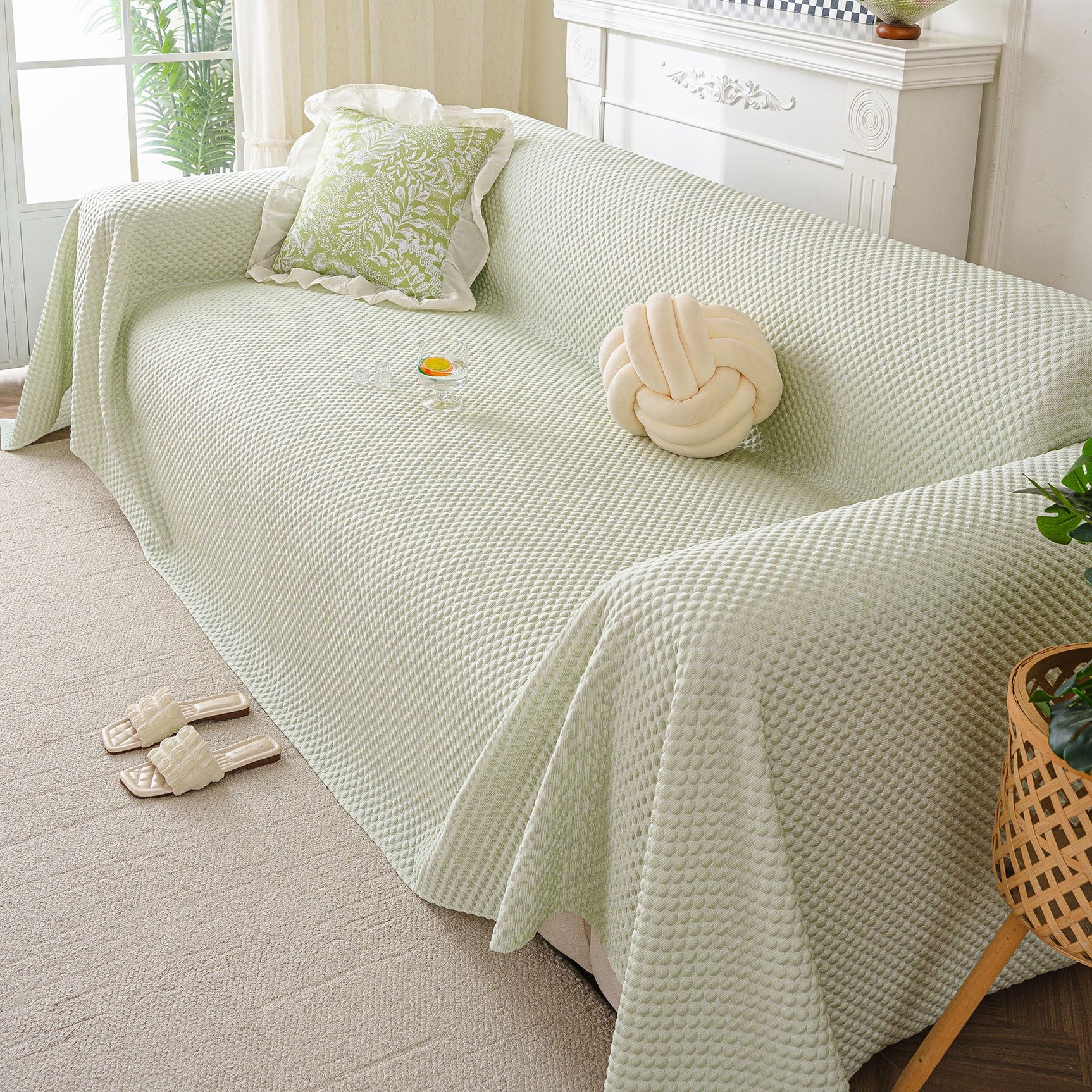 3D Bubble Textured Furniture Protector Throw Cover, Cooling Soft Woven Couch Cover - Ornate Home