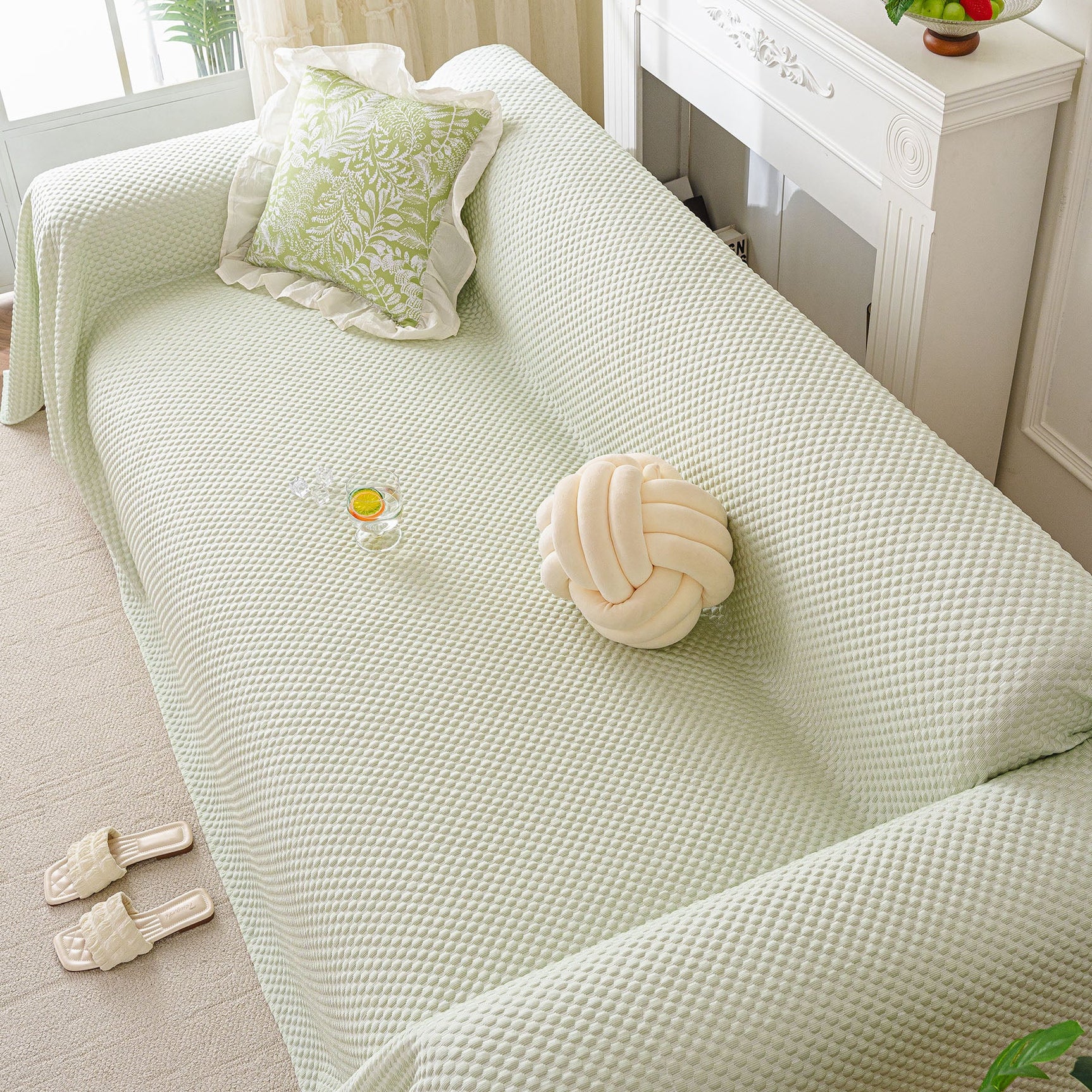 3D Bubble Textured Furniture Protector Throw Cover, Cooling Soft Woven Couch Cover - Ornate Home