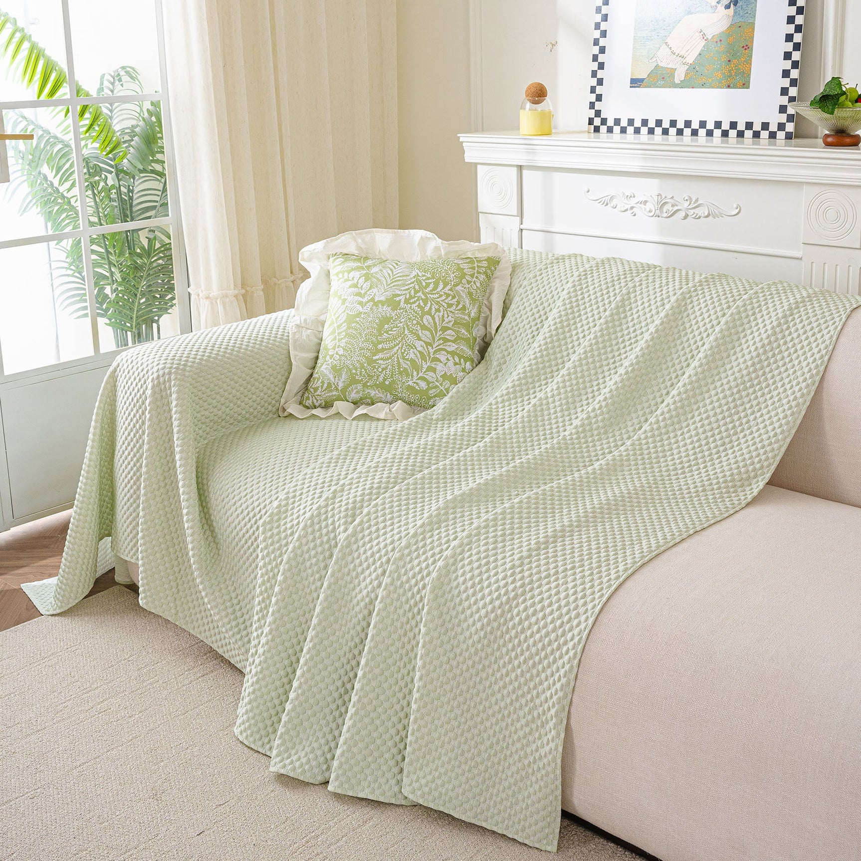 3D Bubble Textured Furniture Protector Throw Cover, Cooling Soft Woven Couch Cover - Ornate Home