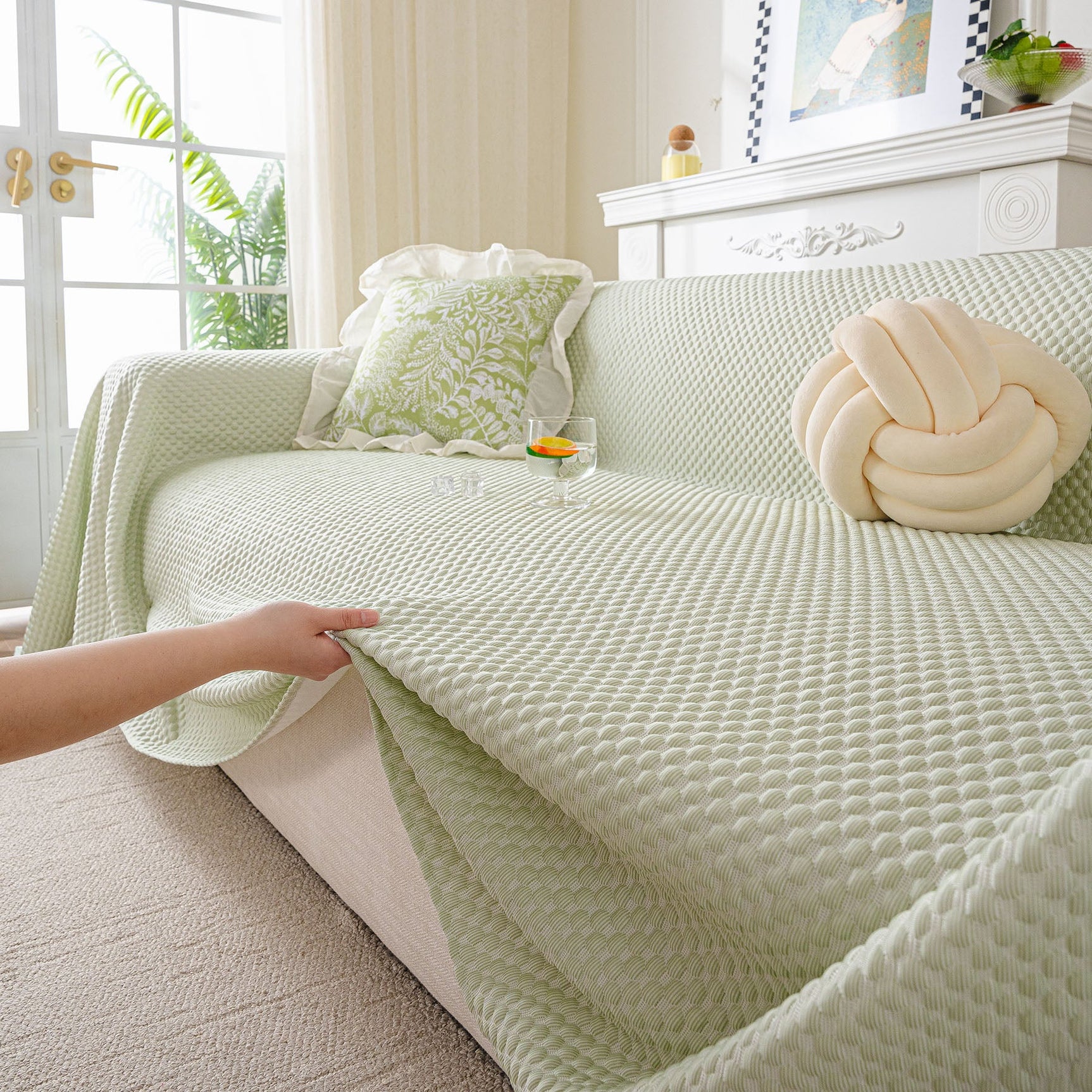 3D Bubble Textured Furniture Protector Throw Cover, Cooling Soft Woven Couch Cover - Ornate Home