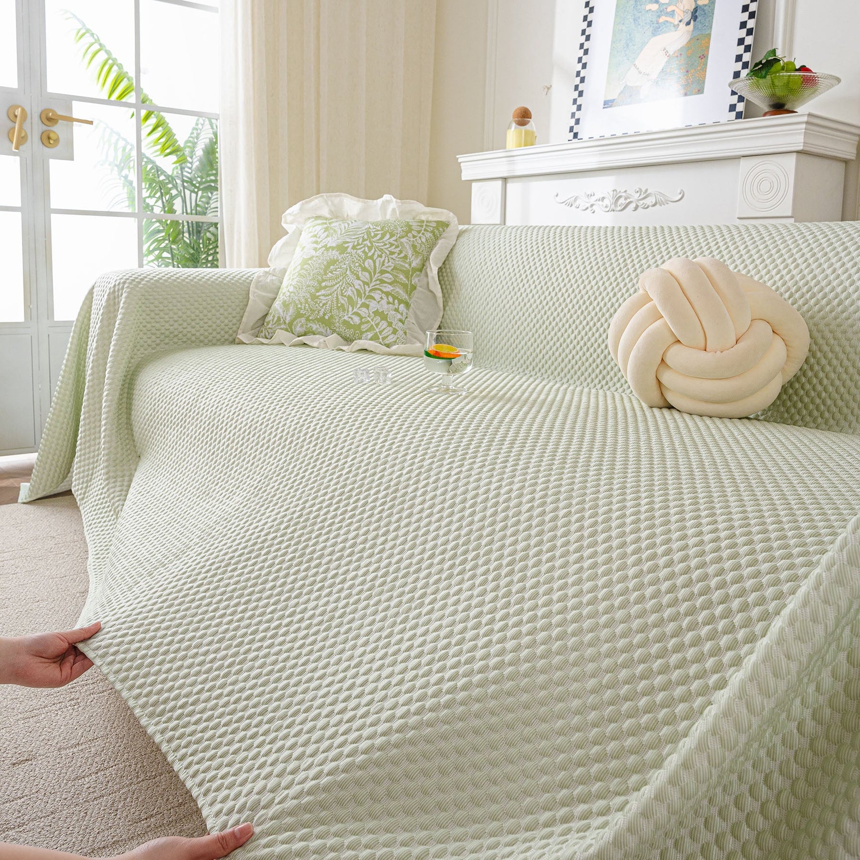 3D Bubble Textured Furniture Protector Throw Cover, Cooling Soft Woven Couch Cover - Ornate Home