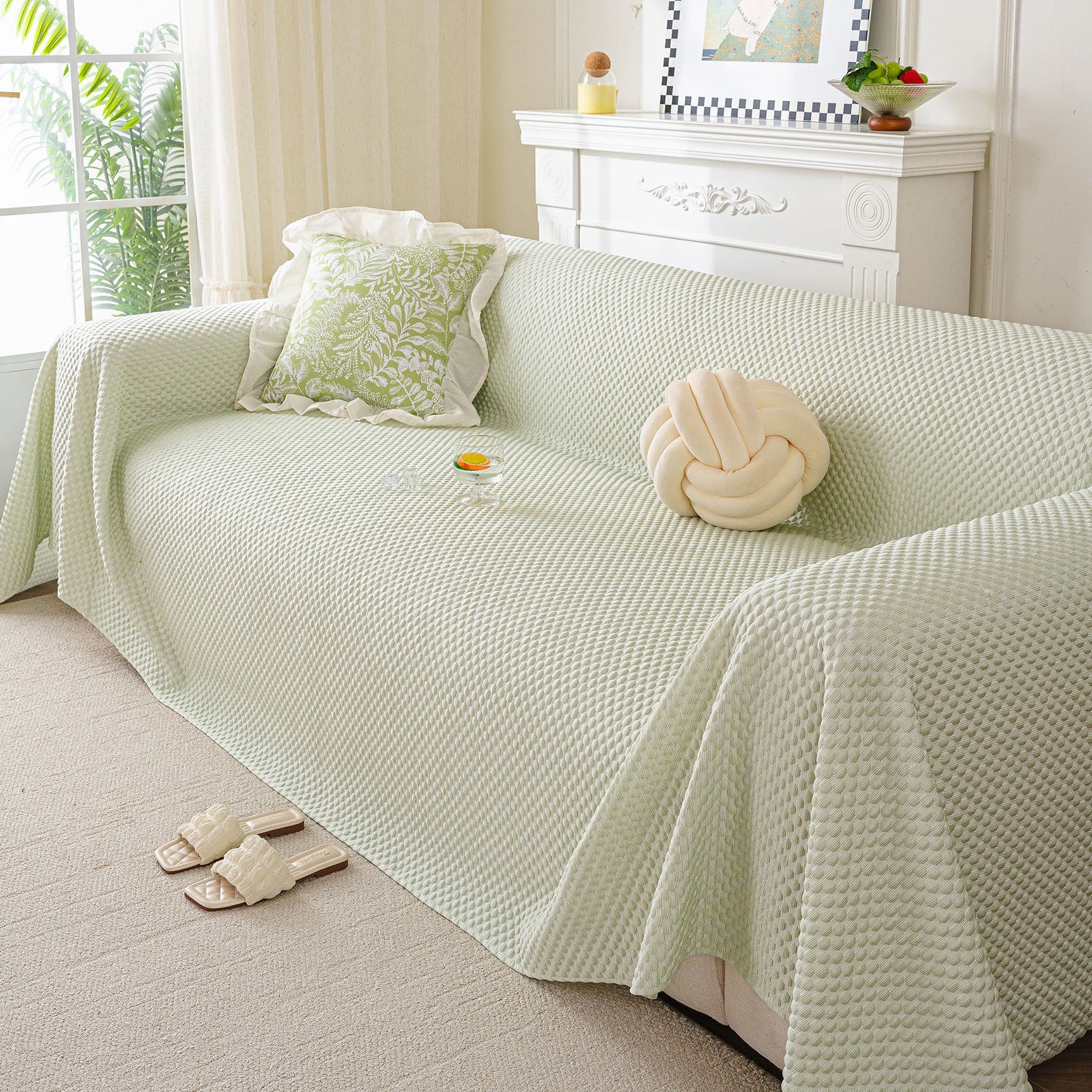 3D Bubble Textured Furniture Protector Throw Cover, Cooling Soft Woven Couch Cover - Ornate Home