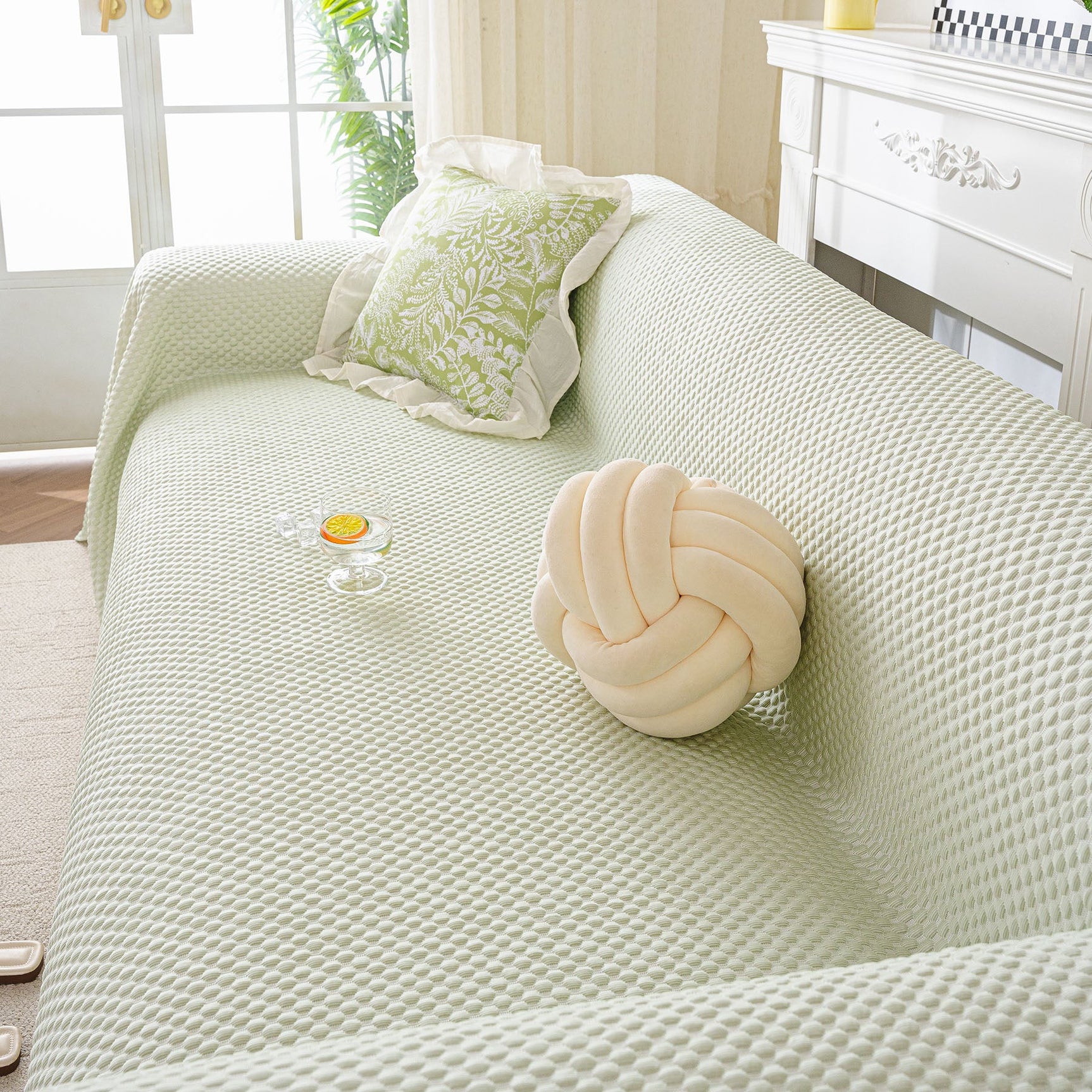 3D Bubble Textured Furniture Protector Throw Cover, Cooling Soft Woven Couch Cover - Ornate Home