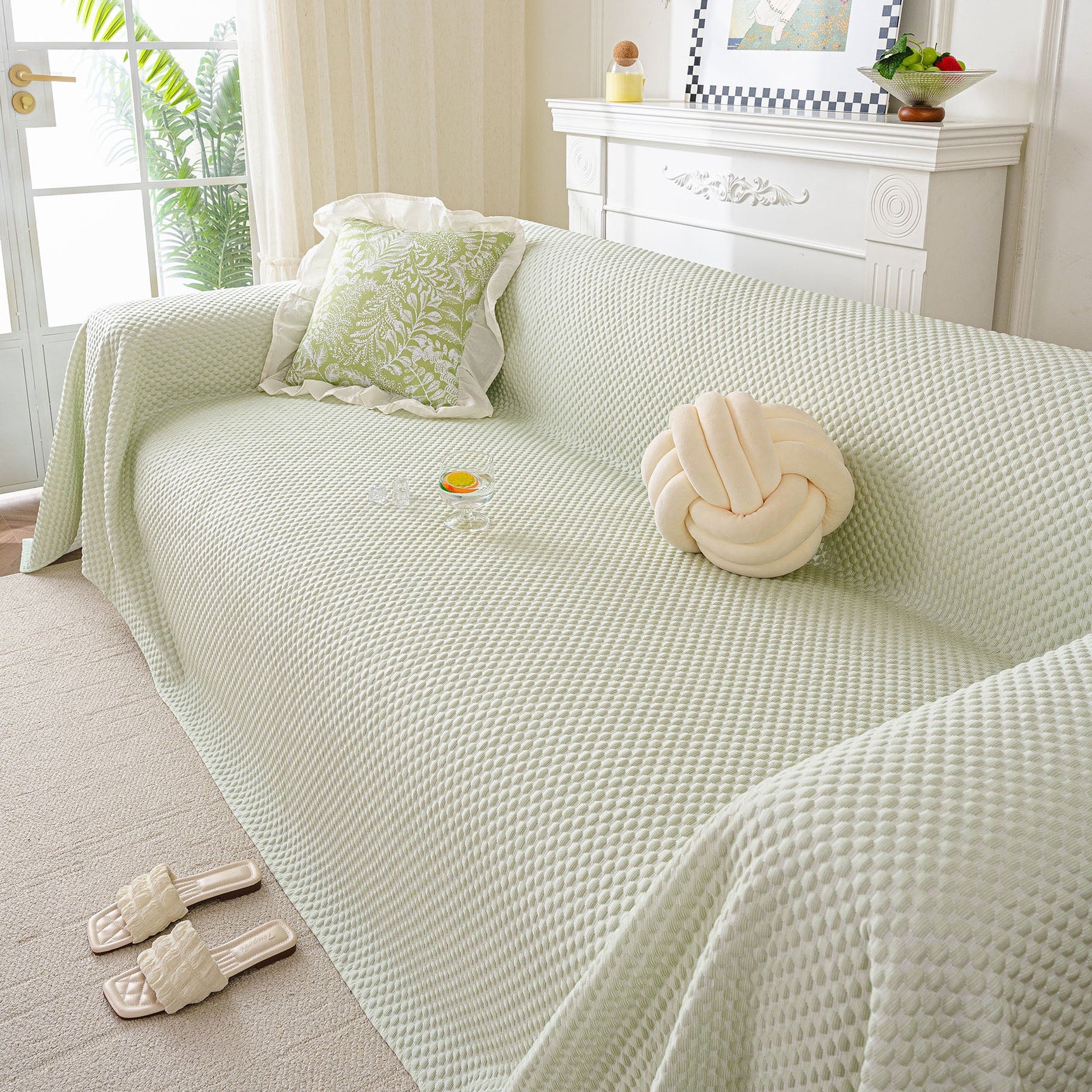 3D Bubble Textured Furniture Protector Throw Cover, Cooling Soft Woven Couch Cover - Ornate Home