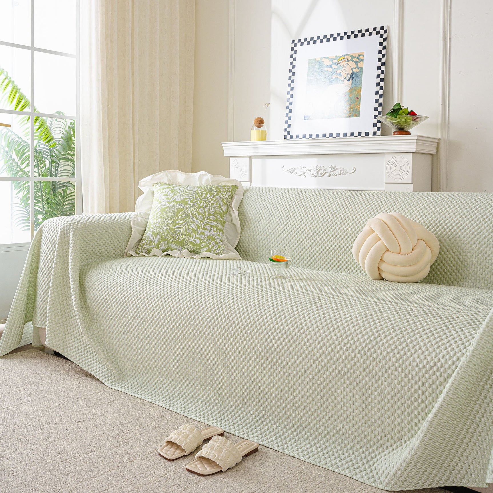 3D Bubble Textured Furniture Protector Throw Cover, Cooling Soft Woven Couch Cover - Ornate Home