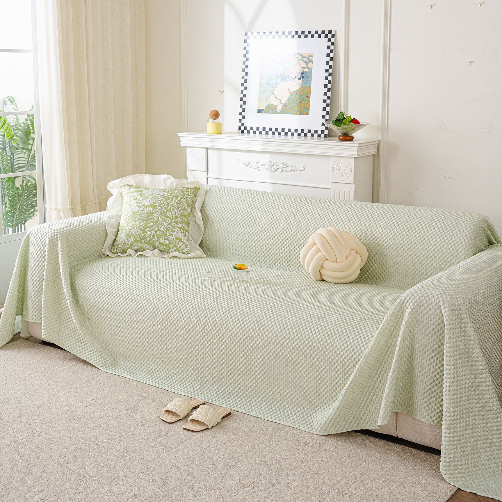 3D Bubble Textured Furniture Protector Throw Cover, Cooling Soft Woven Couch Cover - Ornate Home