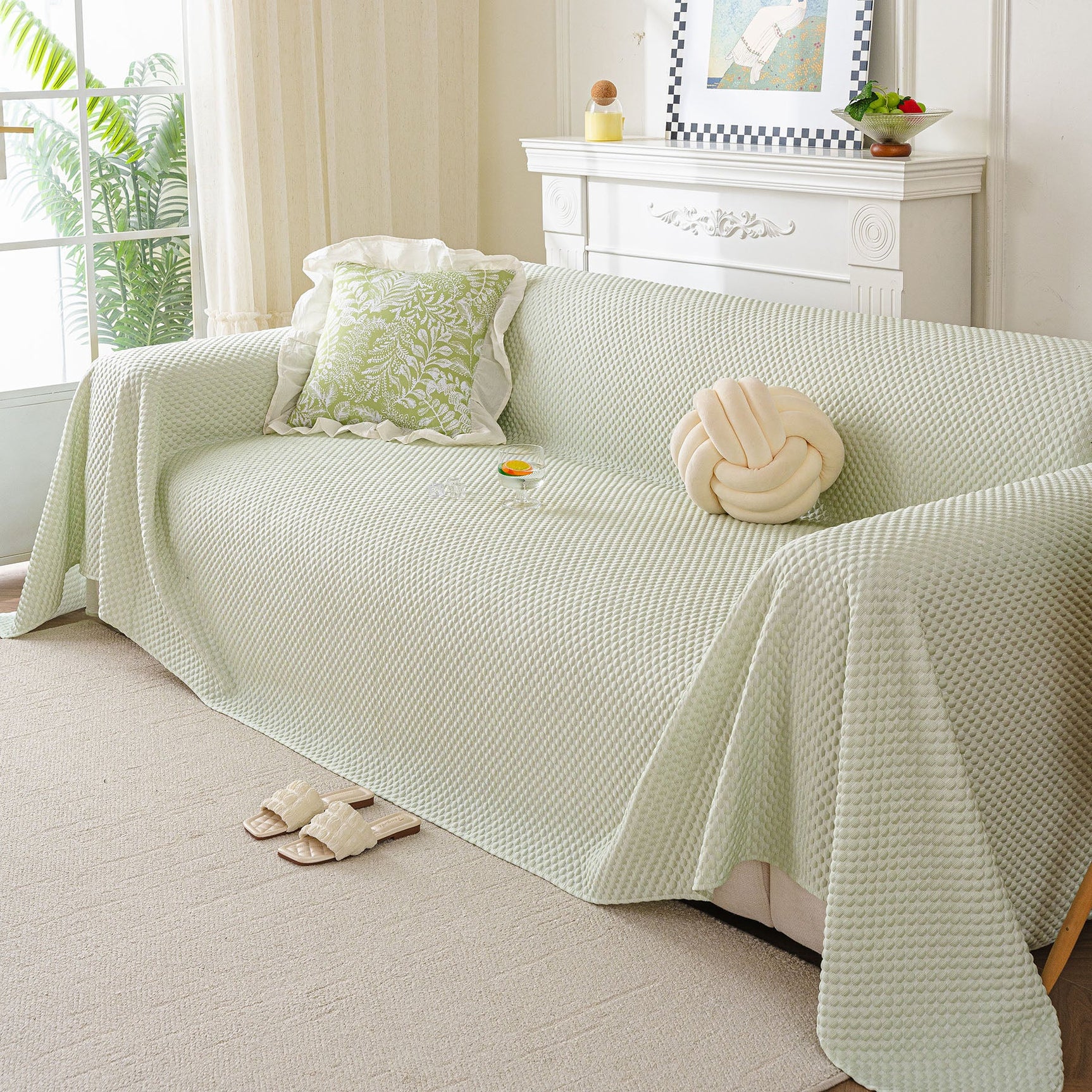 3D Bubble Textured Furniture Protector Throw Cover, Cooling Soft Woven Couch Cover - Ornate Home