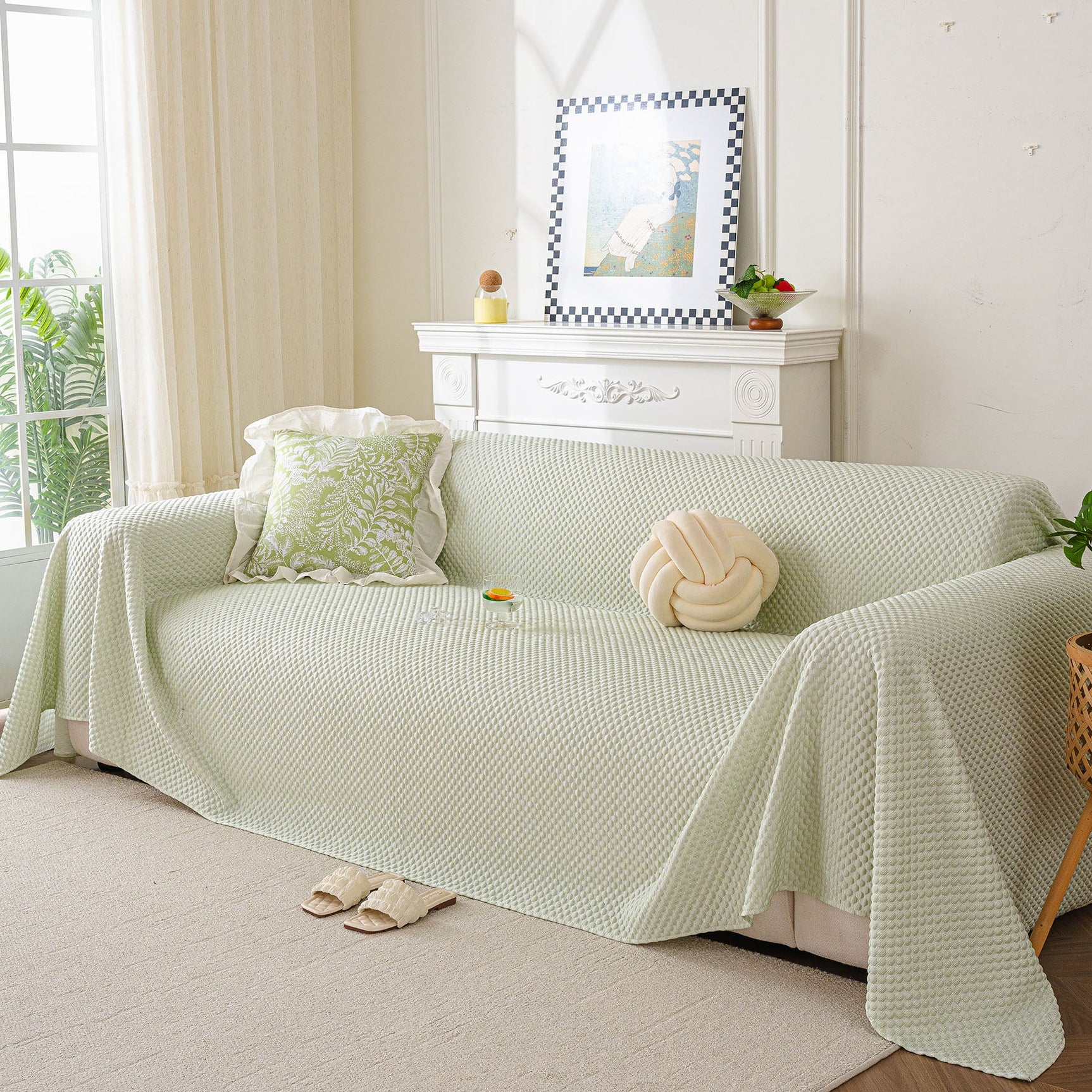 3D Bubble Textured Furniture Protector Throw Cover, Cooling Soft Woven Couch Cover - Ornate Home