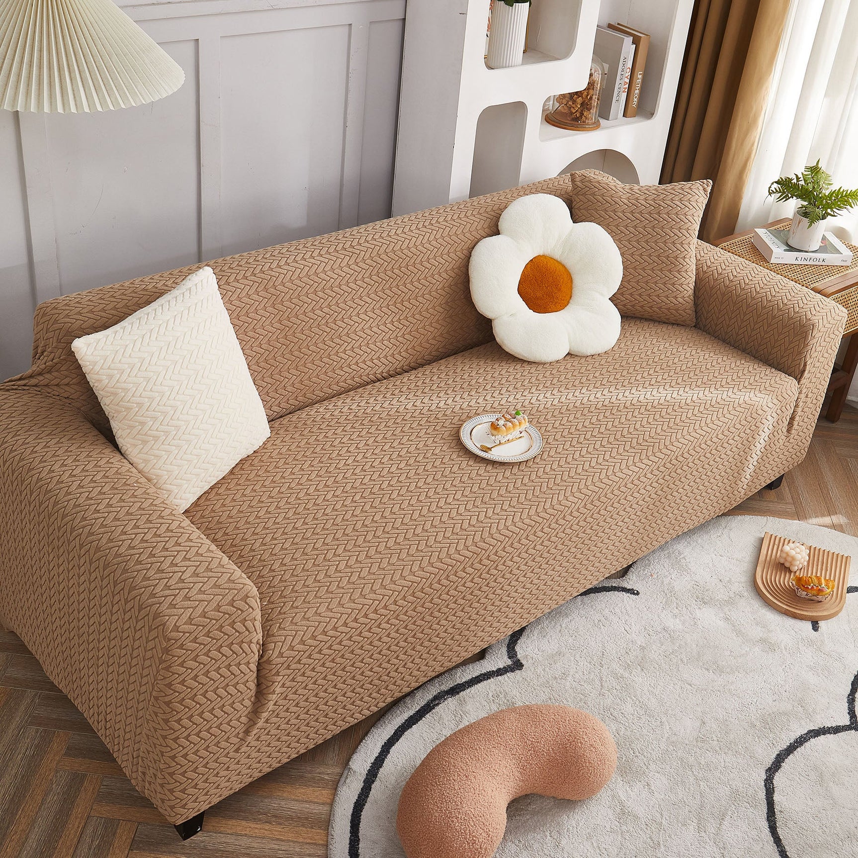 3D Geometric Stretch Sofa Slipcovers Non Slip Pet Friendly Washable Fitted Sofa Covers - Ornate Home