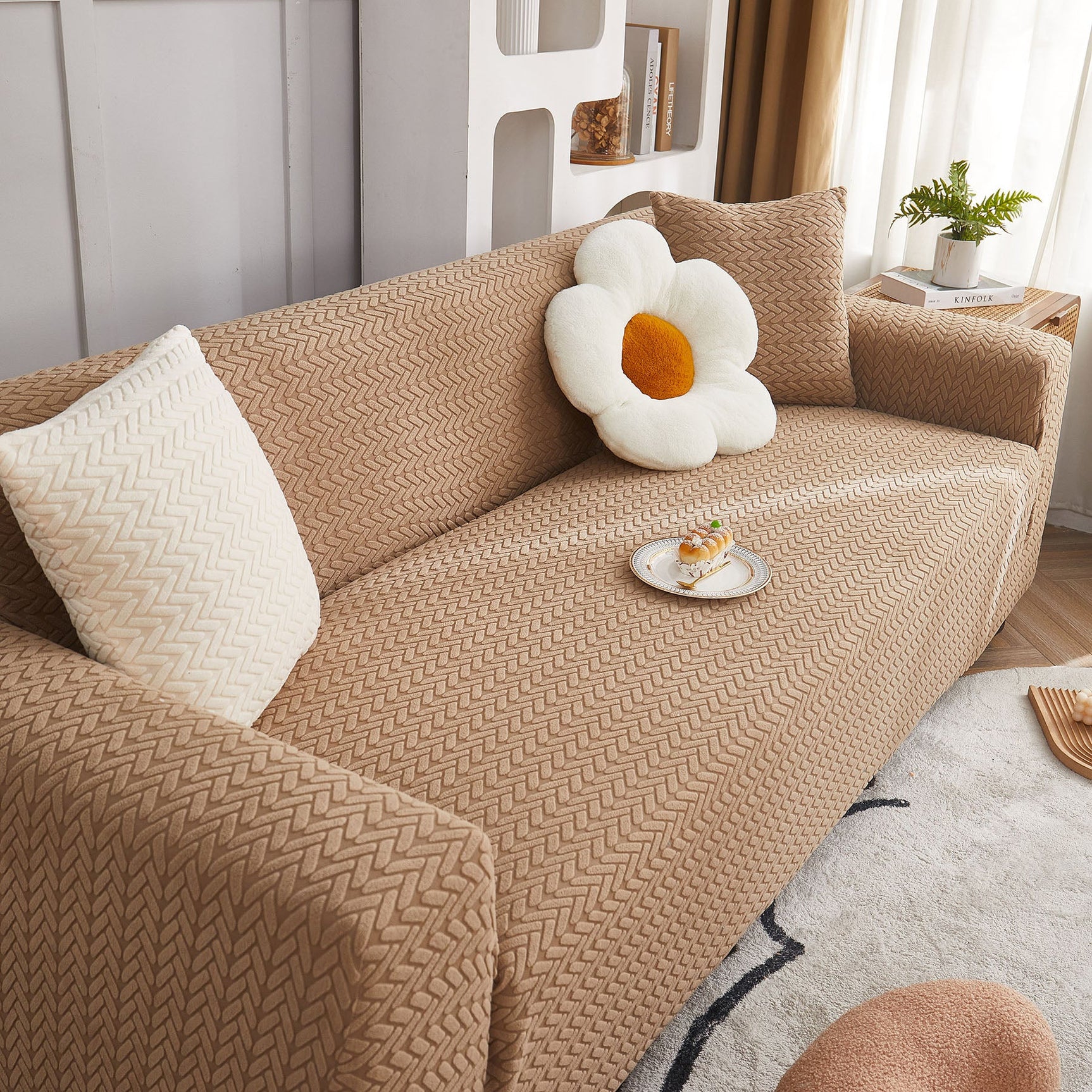 3D Geometric Stretch Sofa Slipcovers Non Slip Pet Friendly Washable Fitted Sofa Covers - Ornate Home