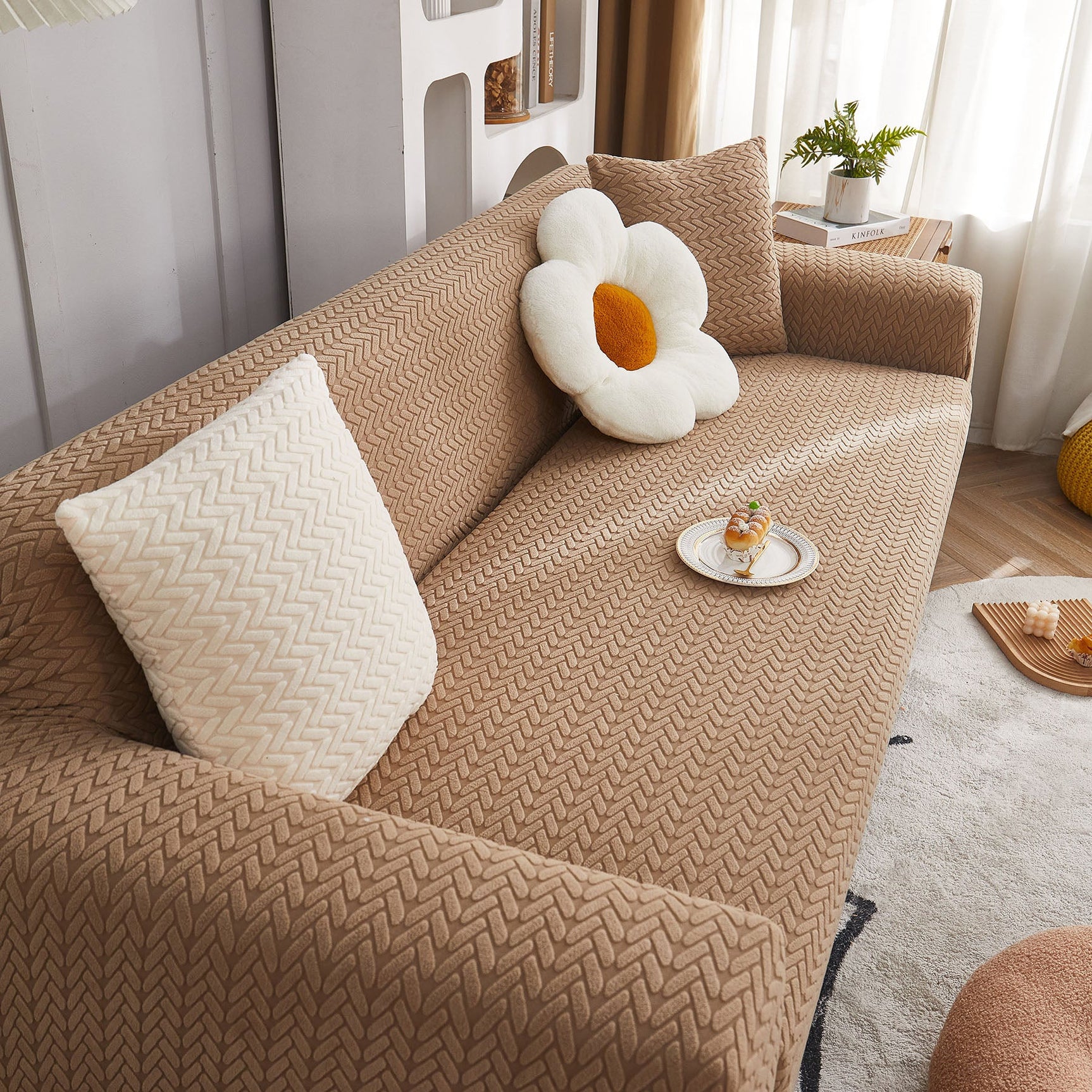 3D Geometric Stretch Sofa Slipcovers Non Slip Pet Friendly Washable Fitted Sofa Covers - Ornate Home