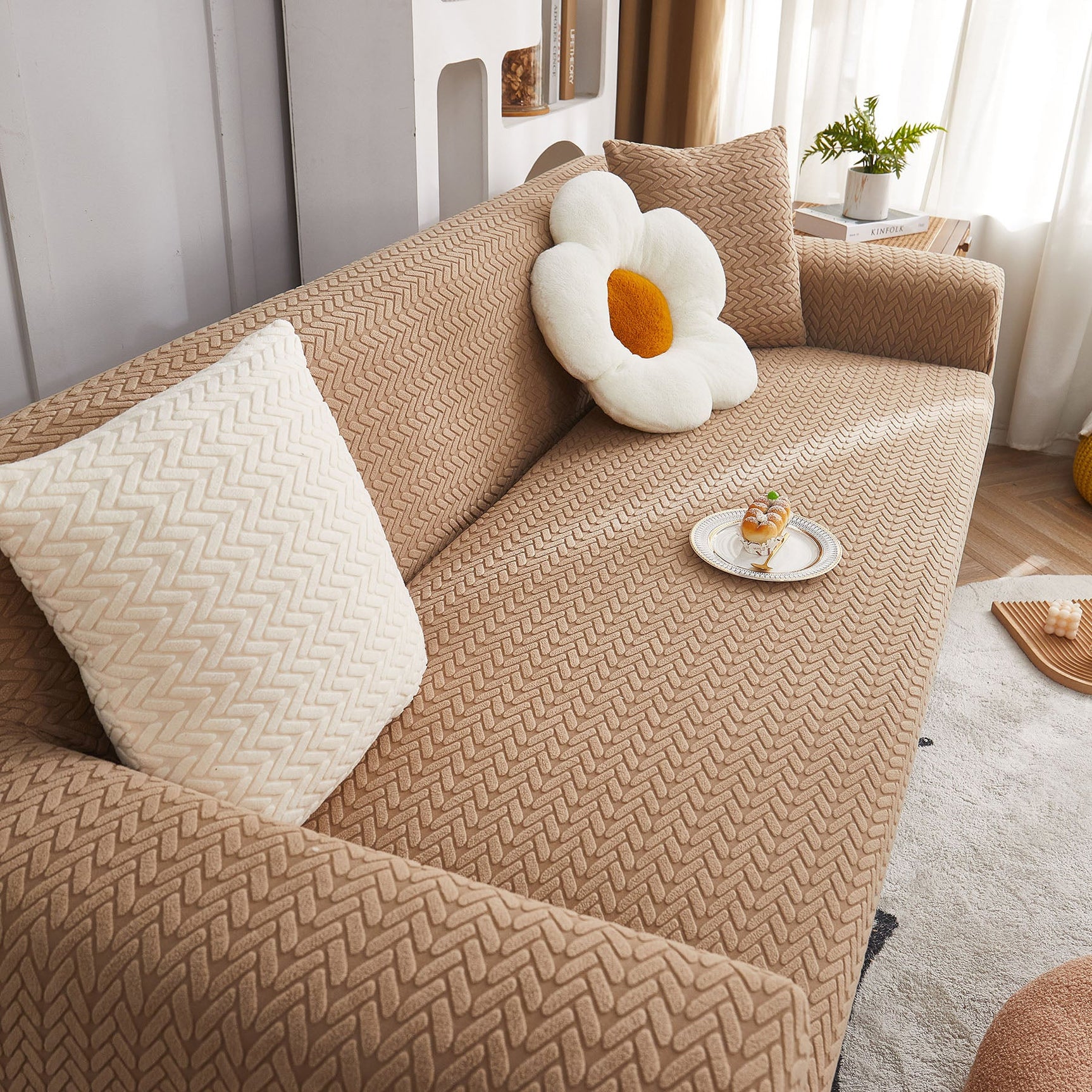 3D Geometric Stretch Sofa Slipcovers Non Slip Pet Friendly Washable Fitted Sofa Covers - Ornate Home