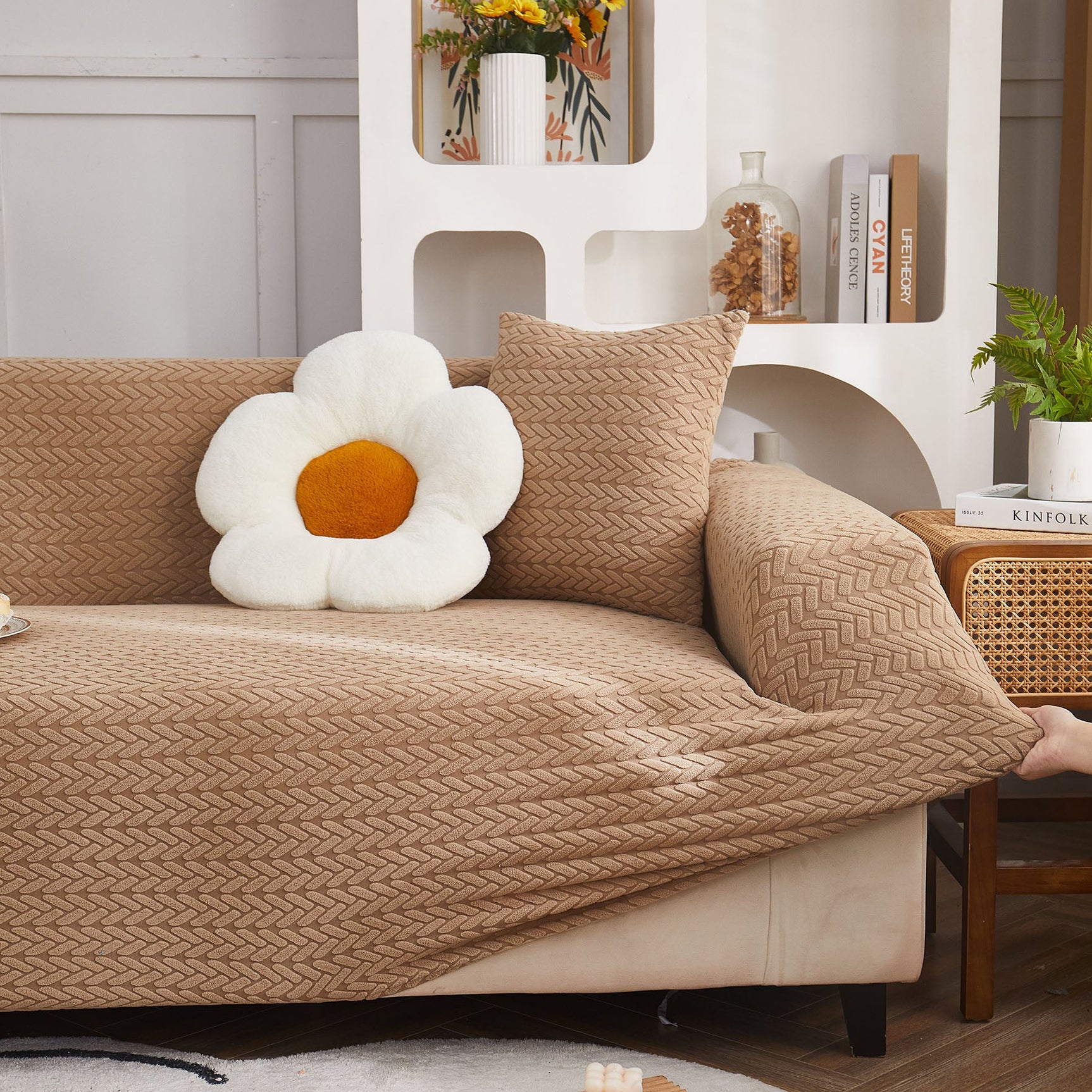3D Geometric Stretch Sofa Slipcovers Non Slip Pet Friendly Washable Fitted Sofa Covers - Ornate Home
