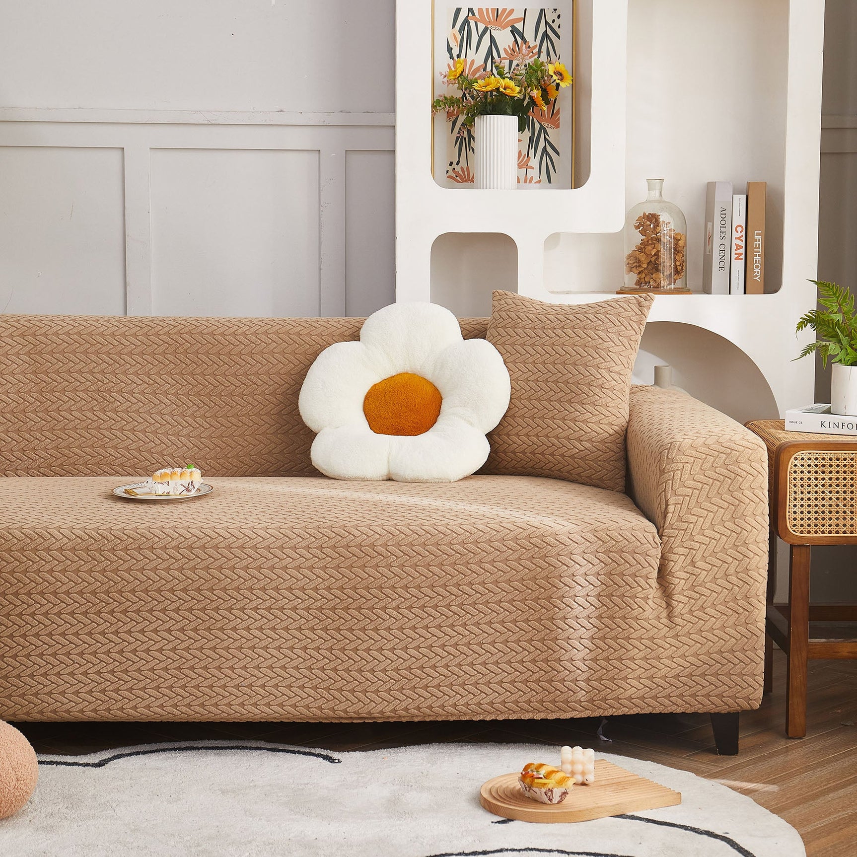 3D Geometric Stretch Sofa Slipcovers Non Slip Pet Friendly Washable Fitted Sofa Covers - Ornate Home