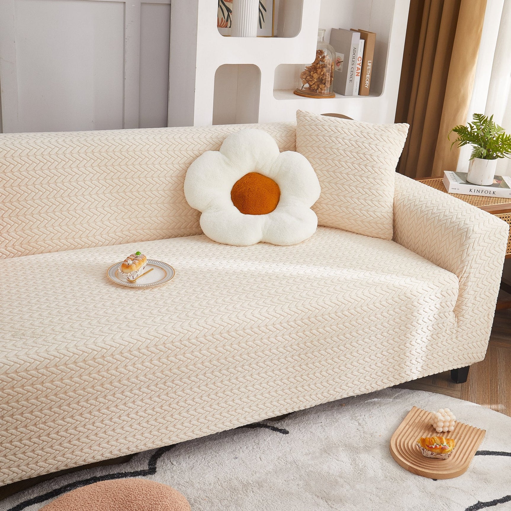 3D Geometric Stretch Sofa Slipcovers Non Slip Pet Friendly Washable Fitted Sofa Covers - Ornate Home