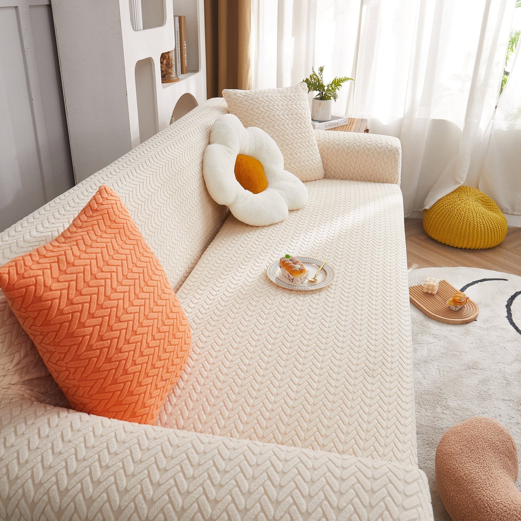 3D Geometric Stretch Sofa Slipcovers Non Slip Pet Friendly Washable Fitted Sofa Covers - Ornate Home