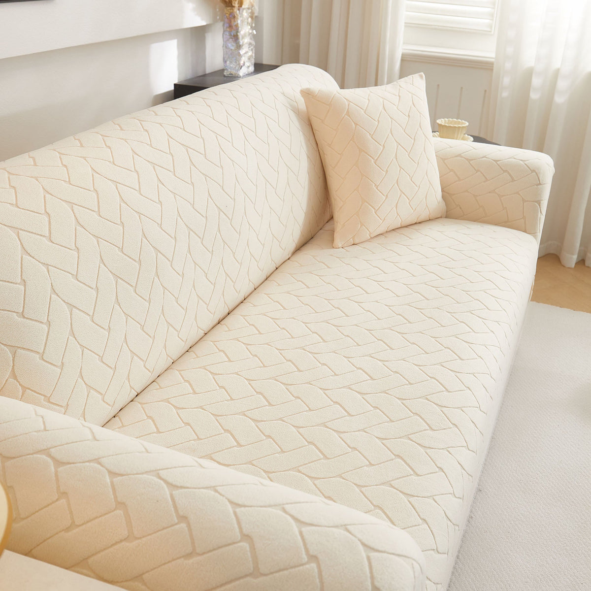 3D Jacquard Couch Slipcover, Washable Non Slip Soft Couch Sofa Cover for Kids, Pets - Ornate Home