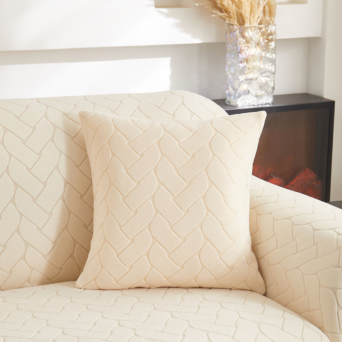 3D Jacquard Couch Slipcover, Washable Non Slip Soft Couch Sofa Cover for Kids, Pets - Ornate Home