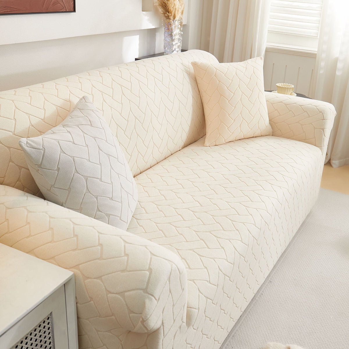 3D Jacquard Couch Slipcover, Washable Non Slip Soft Couch Sofa Cover for Kids, Pets - Ornate Home