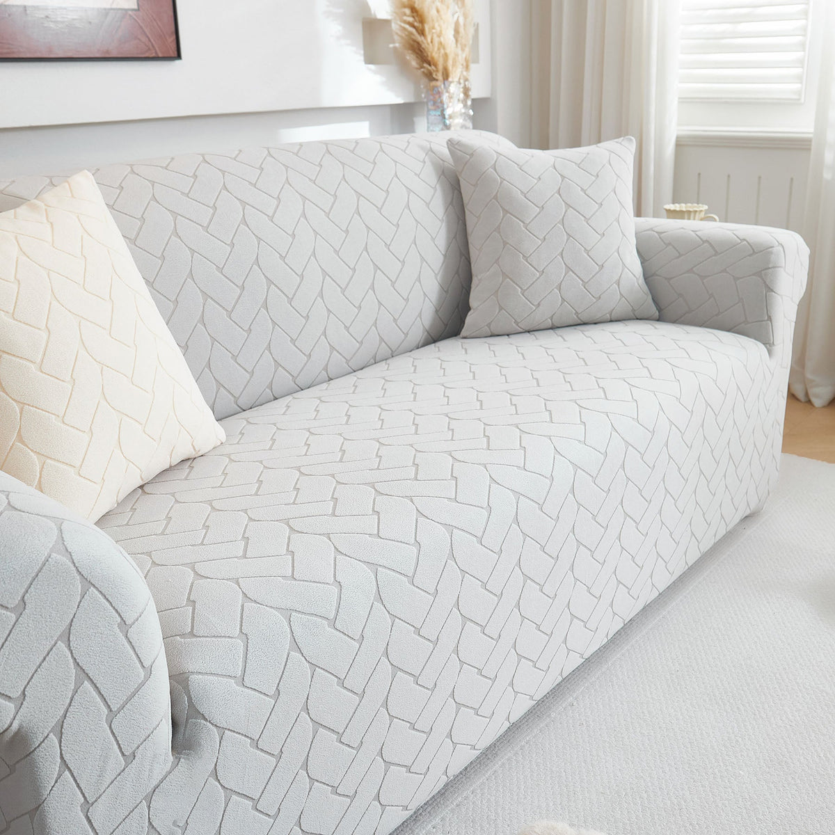3D Jacquard Couch Slipcover, Washable Non Slip Soft Couch Sofa Cover for Kids, Pets - Ornate Home