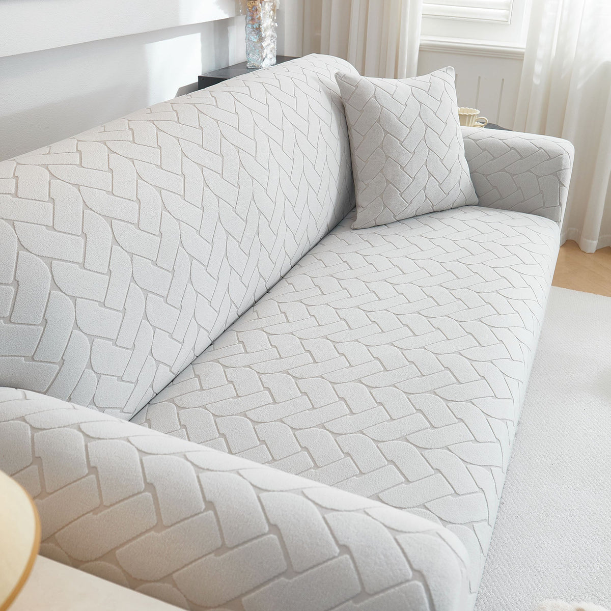 3D Jacquard Couch Slipcover, Washable Non Slip Soft Couch Sofa Cover for Kids, Pets - Ornate Home