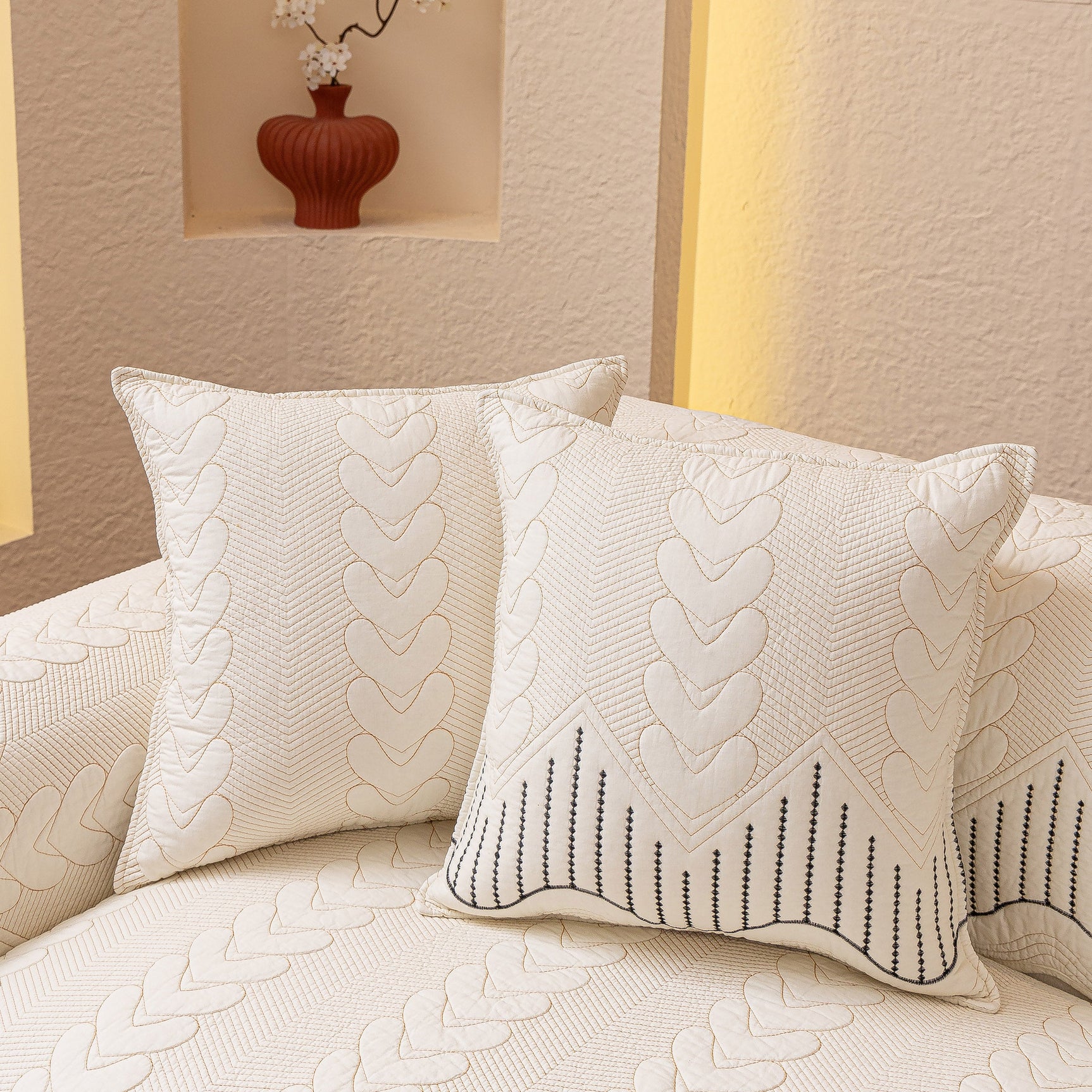 3D Quilted Thick Cotton Sofa Cover Non-Slip Couch Throw for Fabric & Leather Sofas - Ornate Home