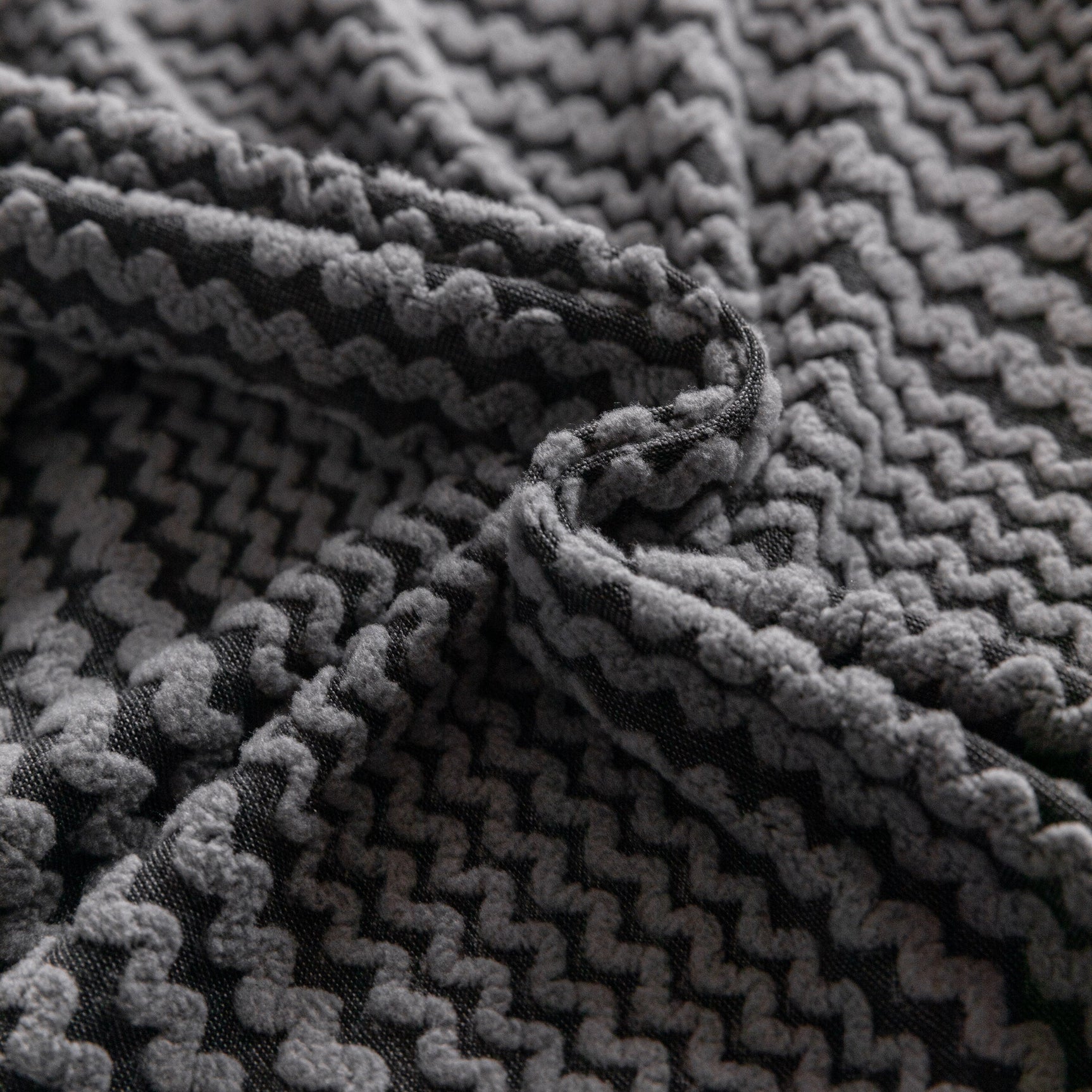 Modern Textured Stretch Sofa Cover, Plush Fleece Sofa Slipcover with 3D Stripe Texture