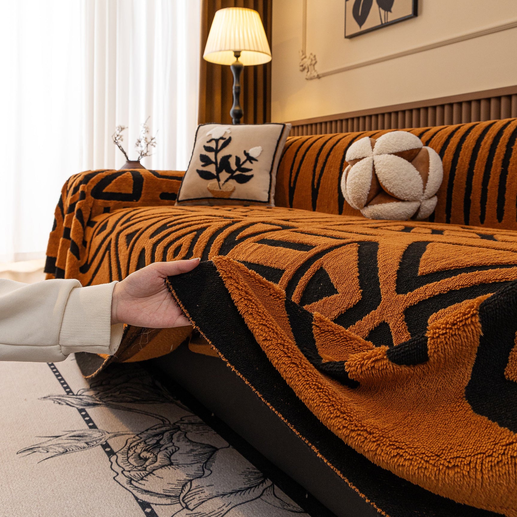 Boho Plush Couch Cover Bohemian Throw Blanket Decor Covers Sofa Chair Furniture Bed