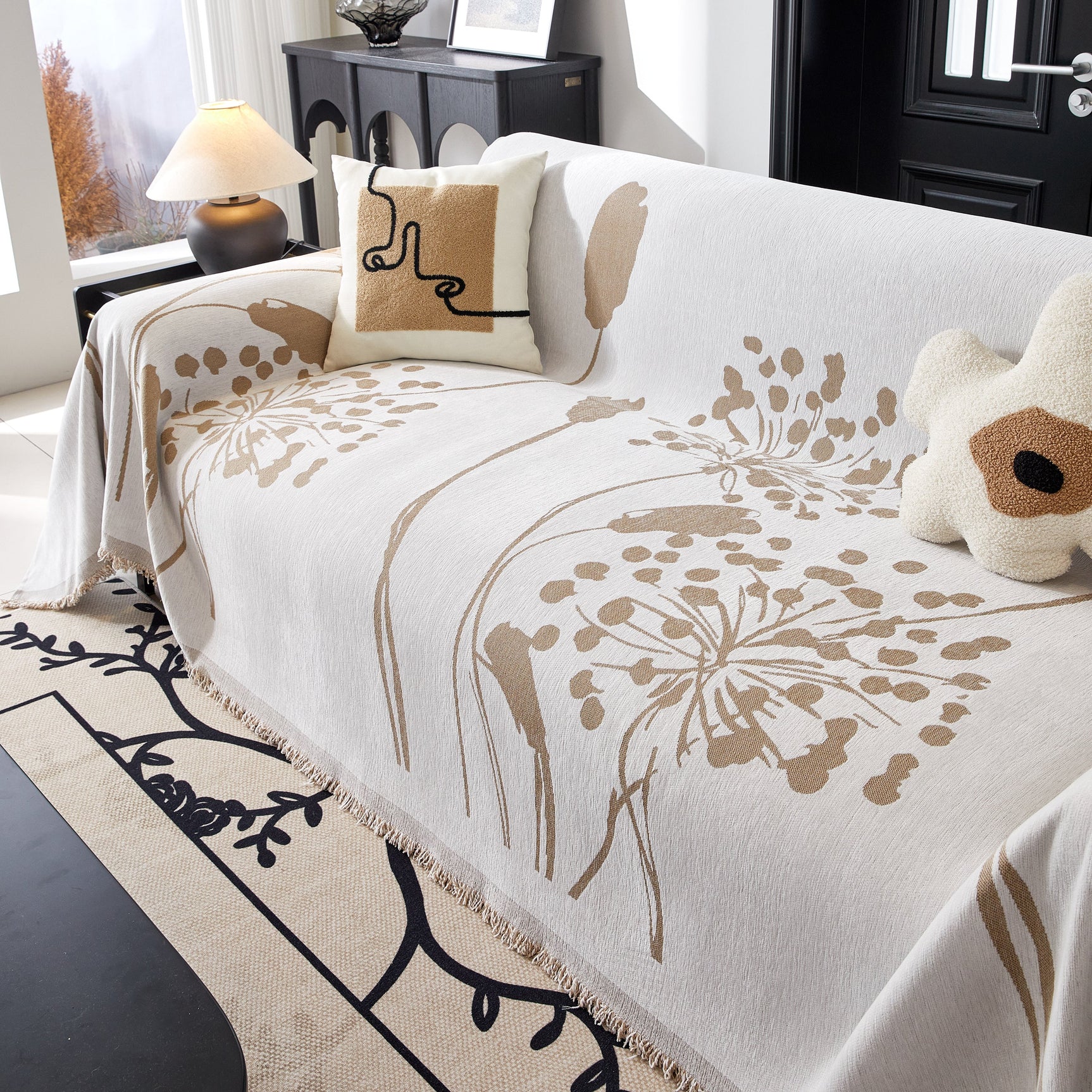 Dandelion Blanket Throw for Sofas Chenille Furniture Couch Cover, Couch Cushion Cover for Kids, Pets