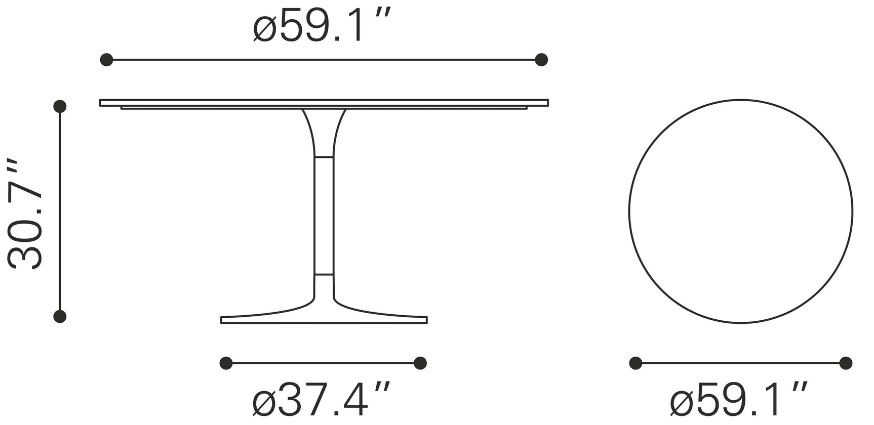 Metropolis Gray & Silver Dining Table (60")