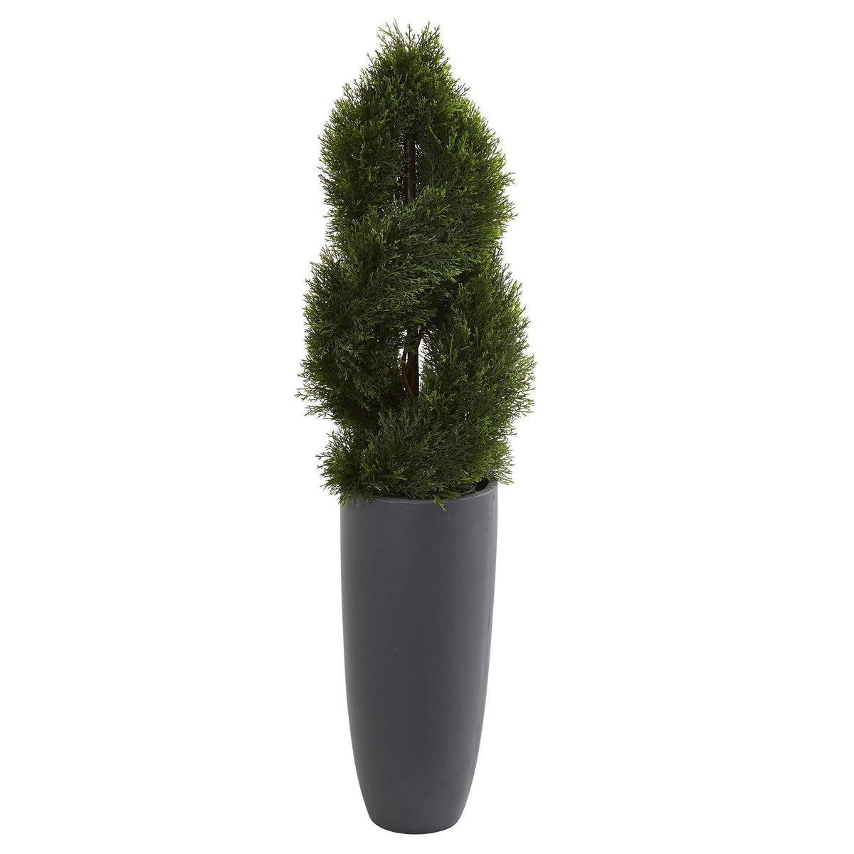 4.5’ Double Pond Cypress Spiral Artificial Tree in Cylinder Planter (Indoor/Outdoor)