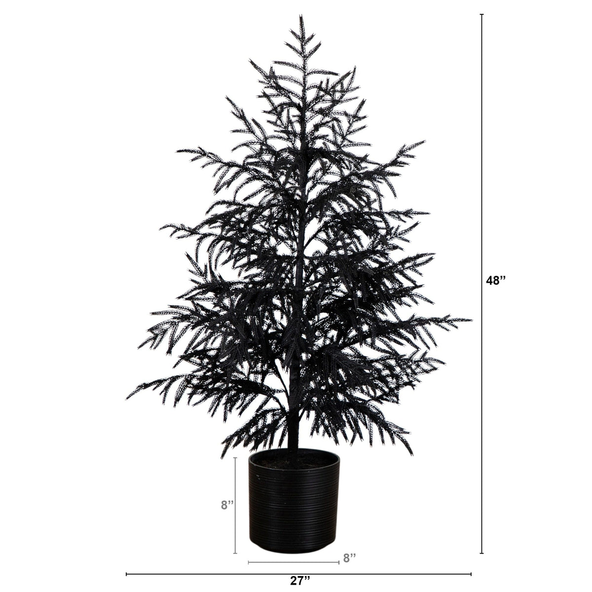 4' Artificial Halloween Real Touch Black Norfolk Pine Christmas Tree with Natural Look