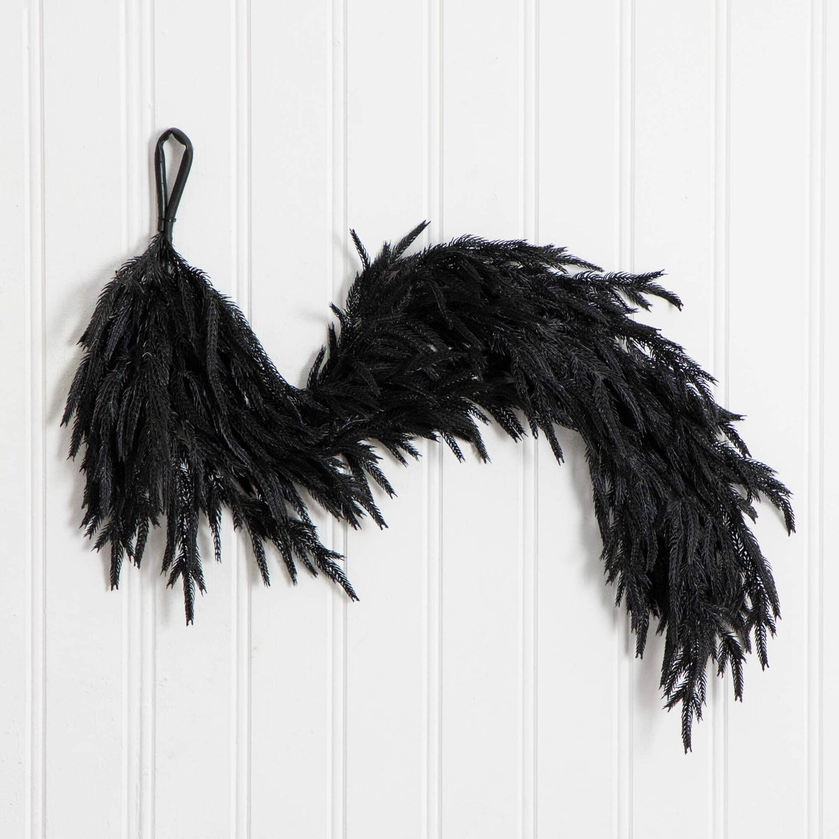 4' Artificial Real Touch Halloween Black Norfolk Island Pine Garland with Natural Look