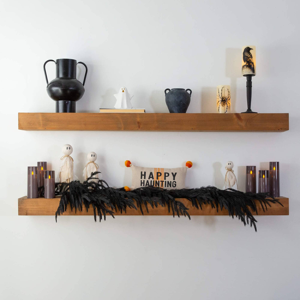 4' Artificial Real Touch Halloween Black Norfolk Island Pine Garland with Natural Look